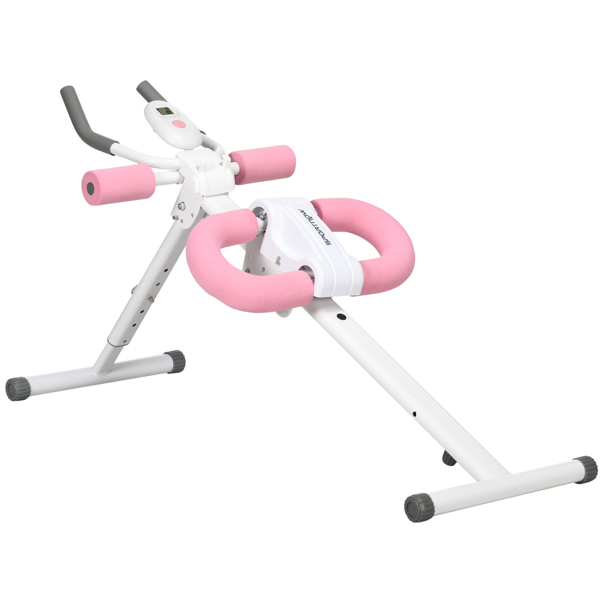 SPORTNOW Height Adjustable Ab Trainer: Foldable with LCD Monitor for Core & Stomach Workouts, Home Gym