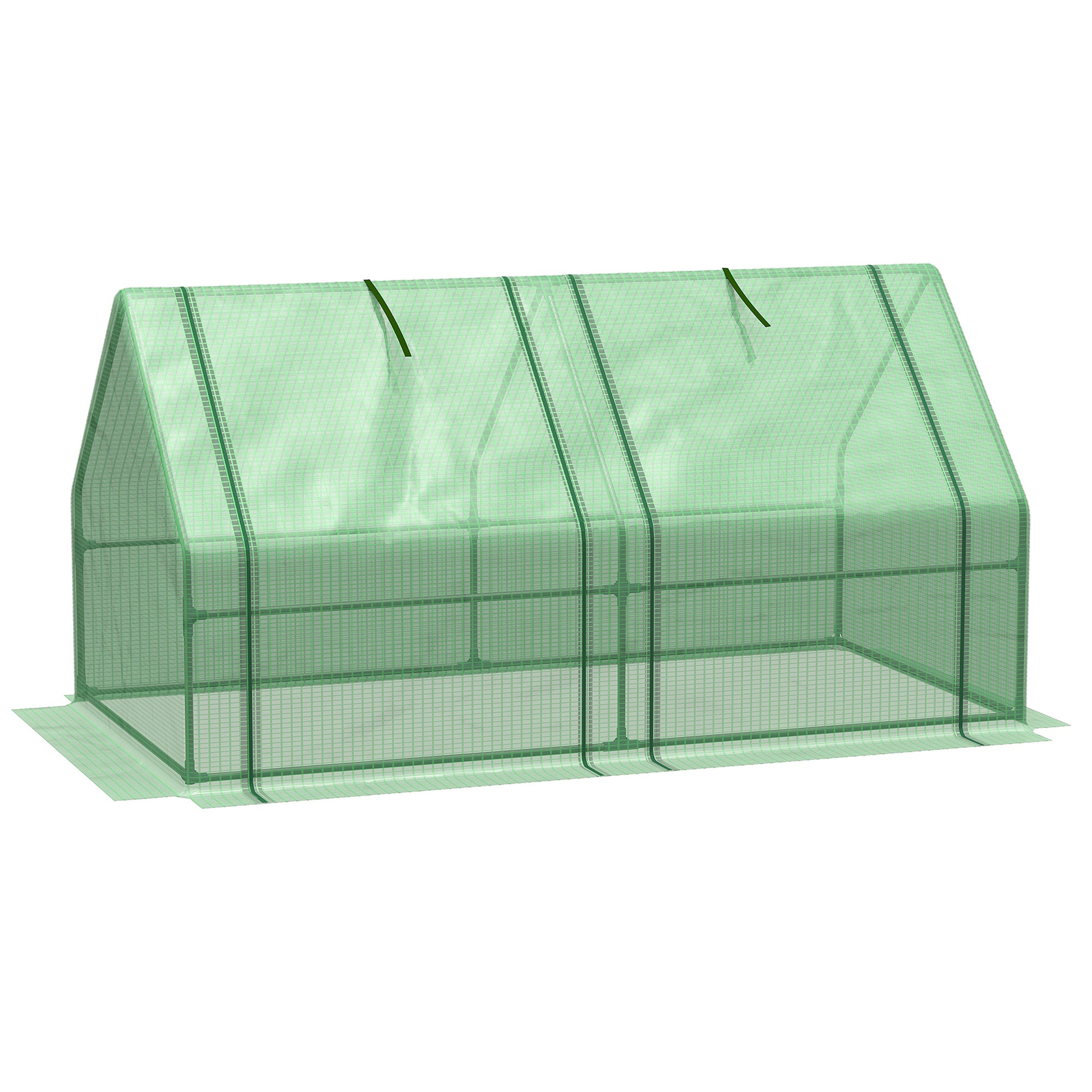 Outsunny Mini Small Greenhouse with Steel Frame & PE Cover & Zippered Window Poly tunnel Steeple for Plants Vegetables, 180 x 90 x 90 cm