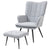 HOMCOM Armchair with Footstool, Living Room Chair, Linen Accent Chair for Bedroom, Home Study, Light Grey