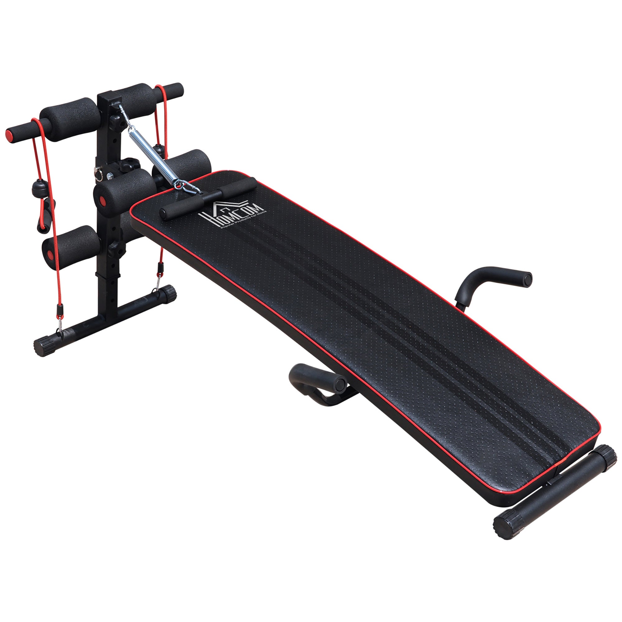 HOMCOM Durable Steel Sit Up Bench for Home Gym Fitness, Adjustable Workout Equipment, Black and Red