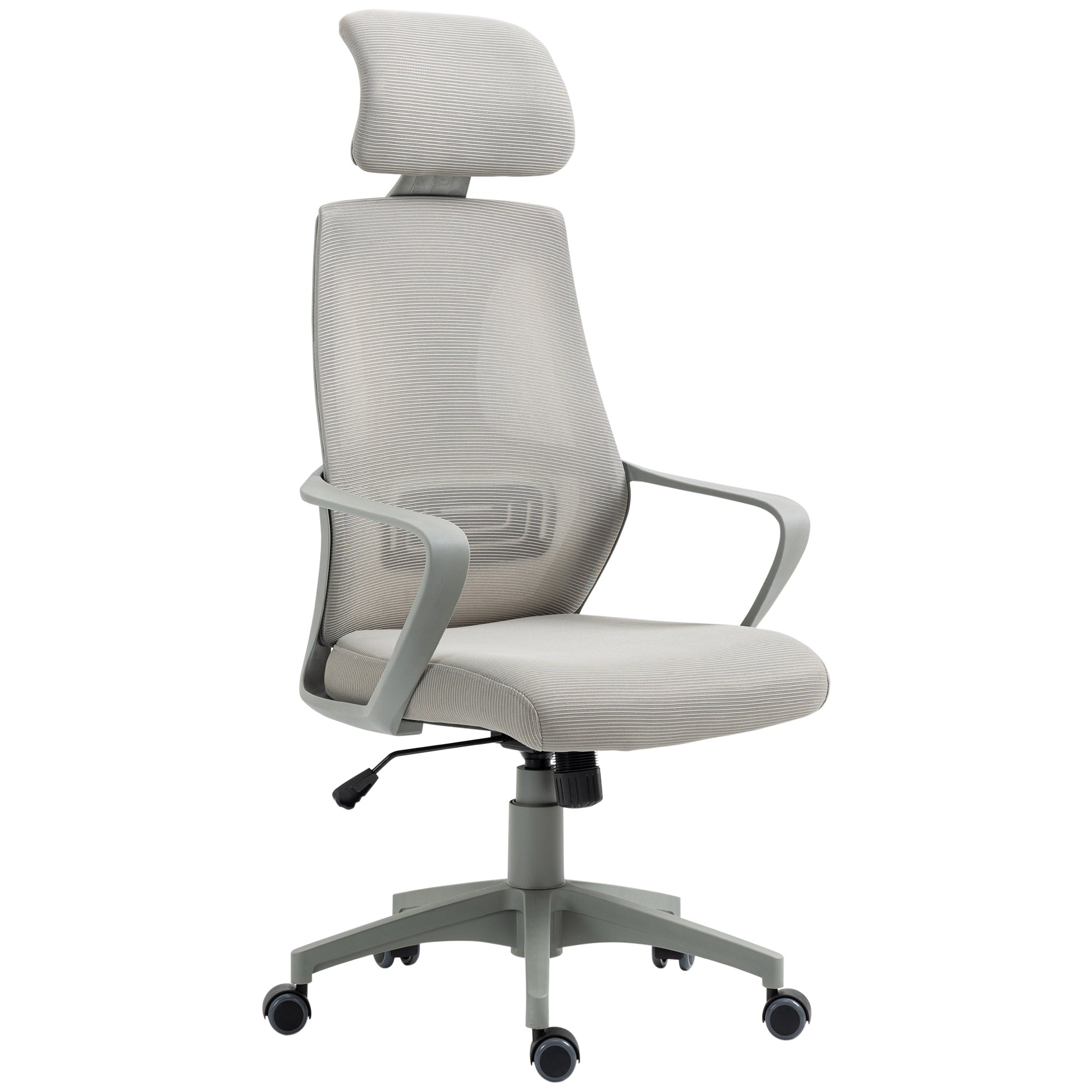 Vinsetto Ergonomic Mesh Office Chair: Adjustable Height, Wheeled Base for Home Workstations, Grey