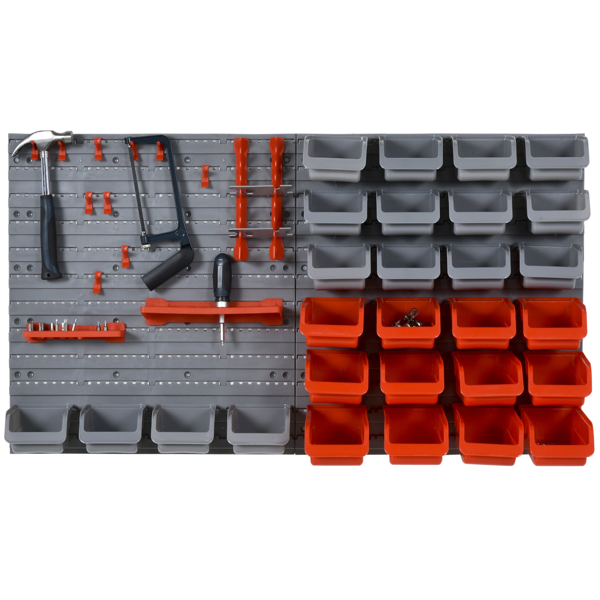 DURHAND Garage Storage Unit, 44 Pcs On-Wall DIY Organisation with 28 Cubes, 10 Hooks, 2 Boards & Screws, Pegboard Tool Caddy