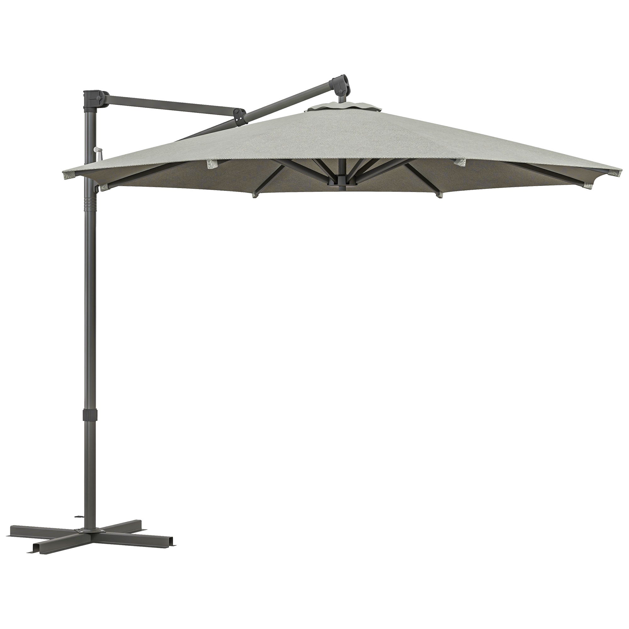 Outsunny Cantilever Banana Parasol: 360° Rotating Patio Shade, 3m, Crank Tilt, Beige Tone