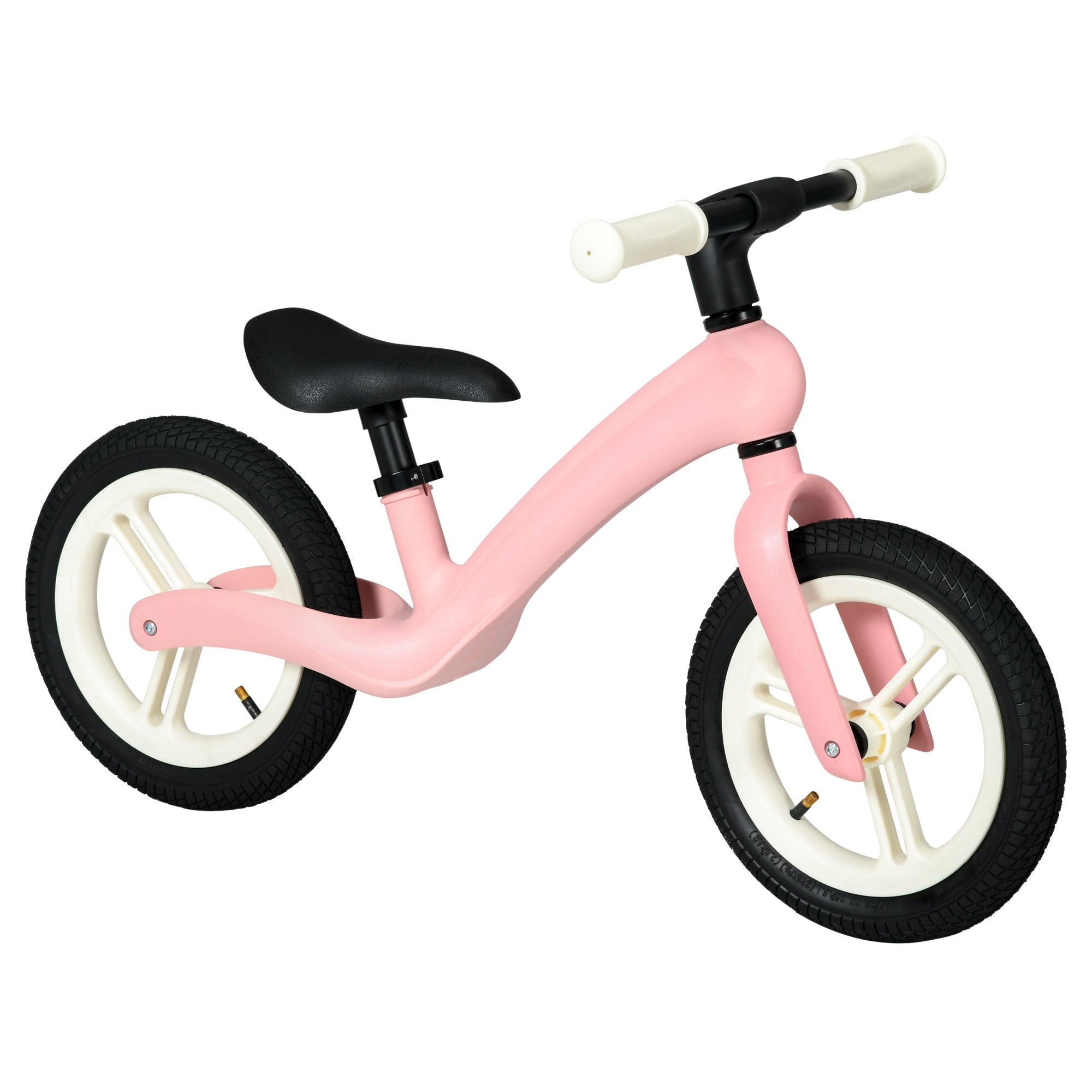 AIYAPLAY 12" Kids Balance Bike, Lightweight Training Bike for Children No Pedal with Adjustable Seat, Rubber Wheels - Pink