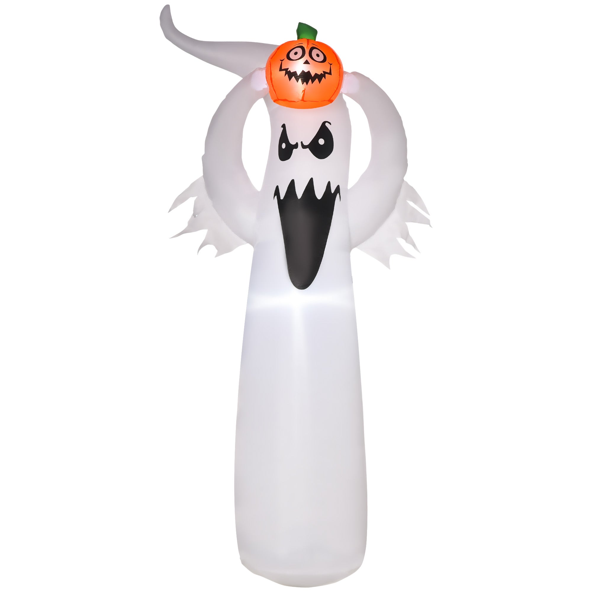 HOMCOM 6FT 1.8m LED Halloween Inflatable Decoration Floating Ghost & Pumpkin Party Outdoors Yard Lawn