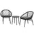 Outsunny 3 Piece Garden Furniture Set with Cushions, Round PE Rattan Bistro Set w/ 2 Armchairs & Metal Plate Coffee Table