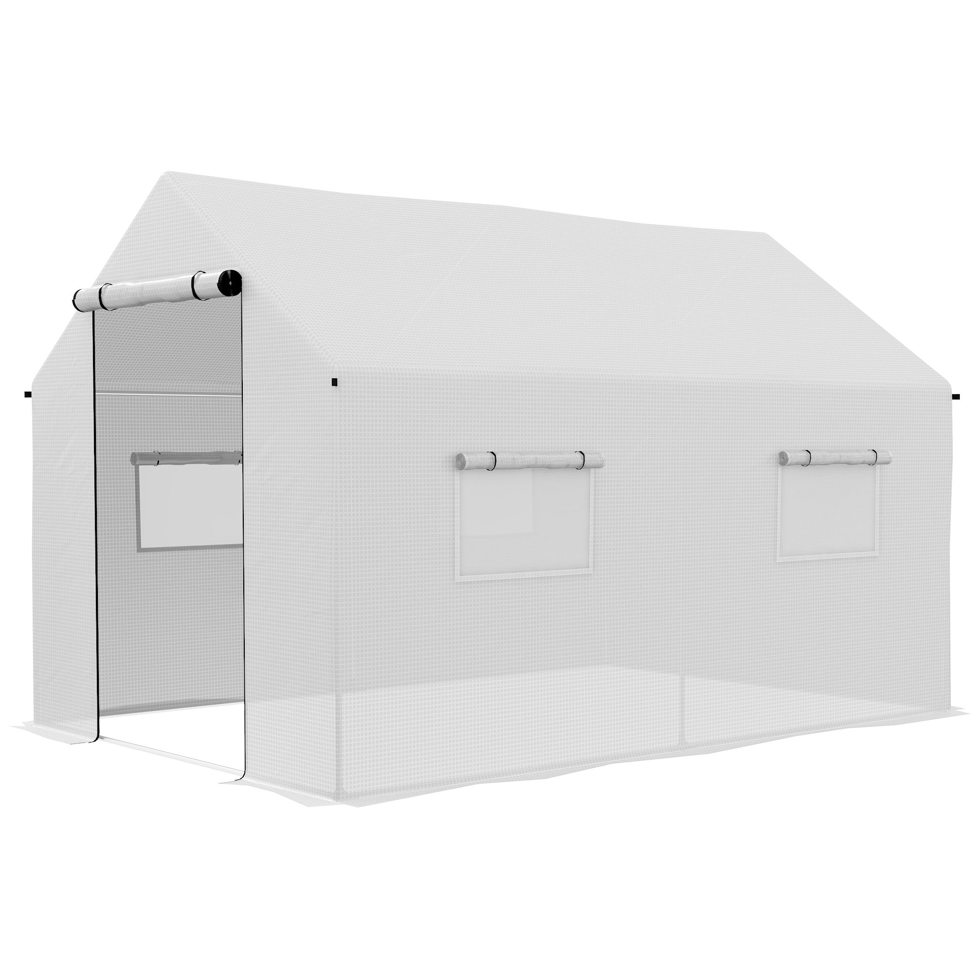 Outsunny Polyethylene Walk-in Polytunnel Greenhouse, 2 x 3(m), White