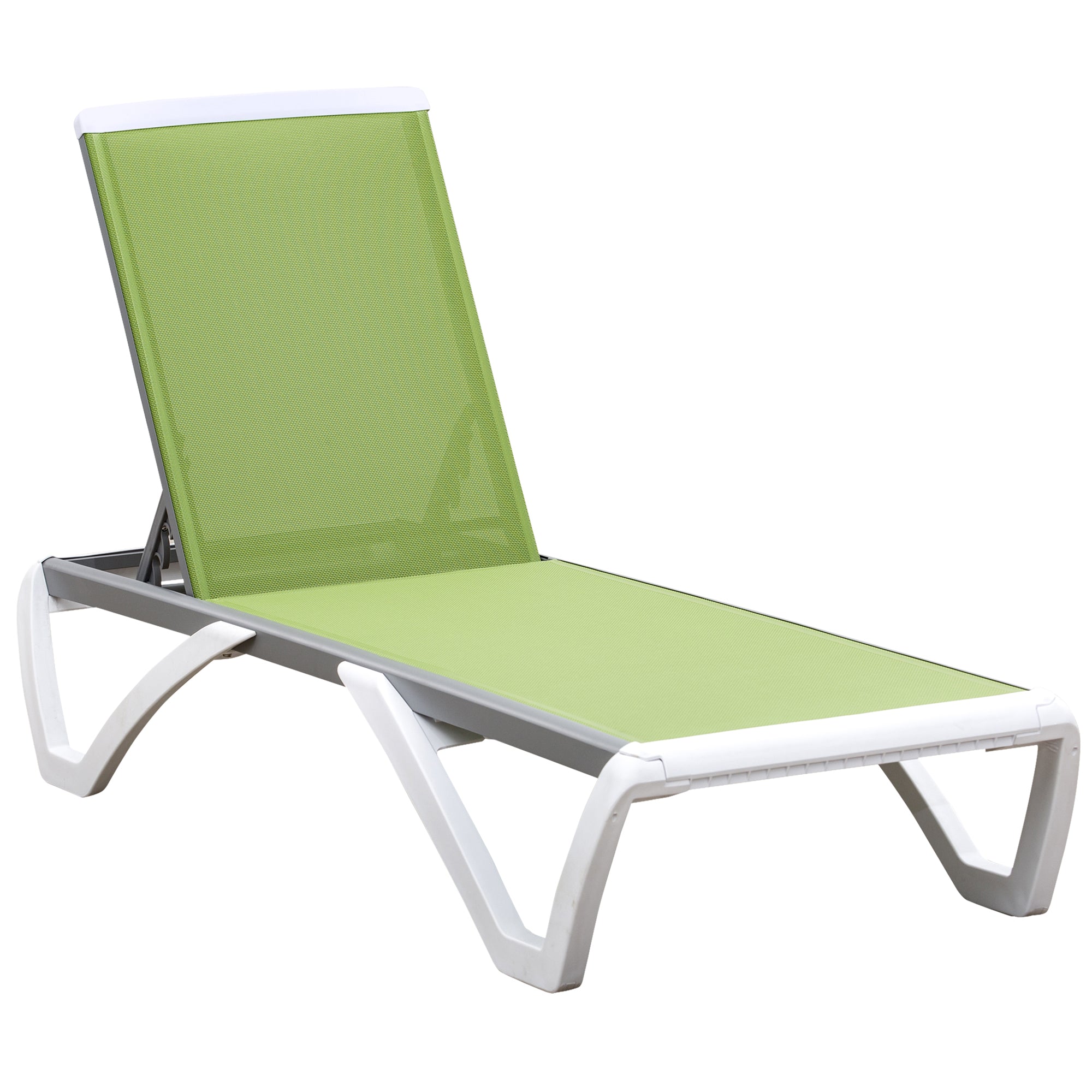 Outsunny Portable Chaise Lounge, Outdoor Sun Lounger with Adjustable Back, Texteline, Green