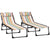 Outsunny Beach Chaise Lounger Pair: 4-Position Adjustable Garden Cots with Metal Frames, Multicoloured