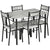 HOMCOM 5 Pieces Dining Room Sets, Modern Dining Table and Chairs Set 4 with Marble Effect Tabletop, Padded Kitchen Chairs and Metal Frame, Light Grey