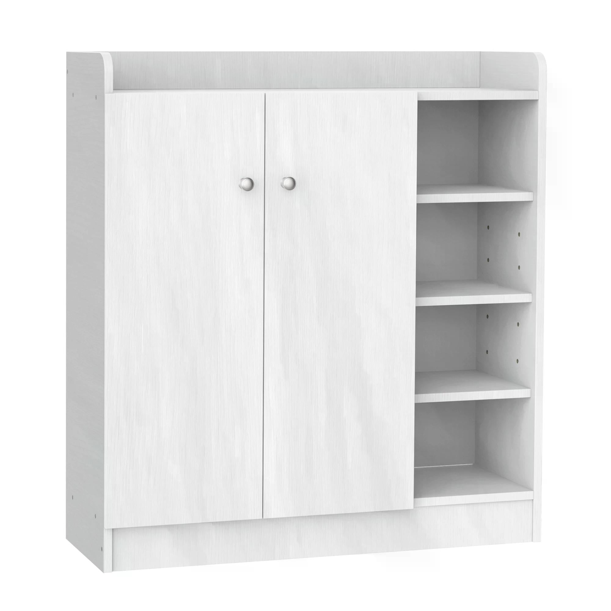 HOMCOM Large Shoe Storage Cabinet, Hallway Organiser with 2 Doors & 4 Adjustable Shelves, Sleek White