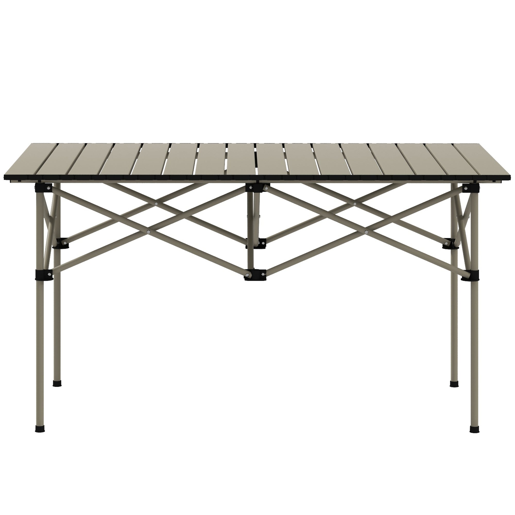 Outsunny Aluminium Folding Picnic Table, Lightweight, Portable with Roll Up Top and Carry Bag for Outdoor Adventures, Cooking, Hiking