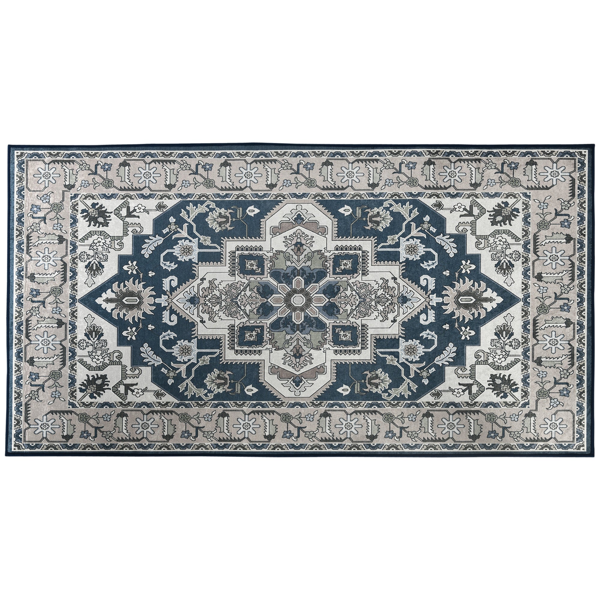 HOMCOM Bohemian Bliss: Persian-Inspired Vintage Rug, Soft Texture Large Area Carpet for Living & Bedroom, 80x150cm, Ash Grey