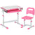 HOMCOM Adjustable Kids Desk and Chair Set, Student Writing Desk with Drawer, Pen Slot, Hook, Pink