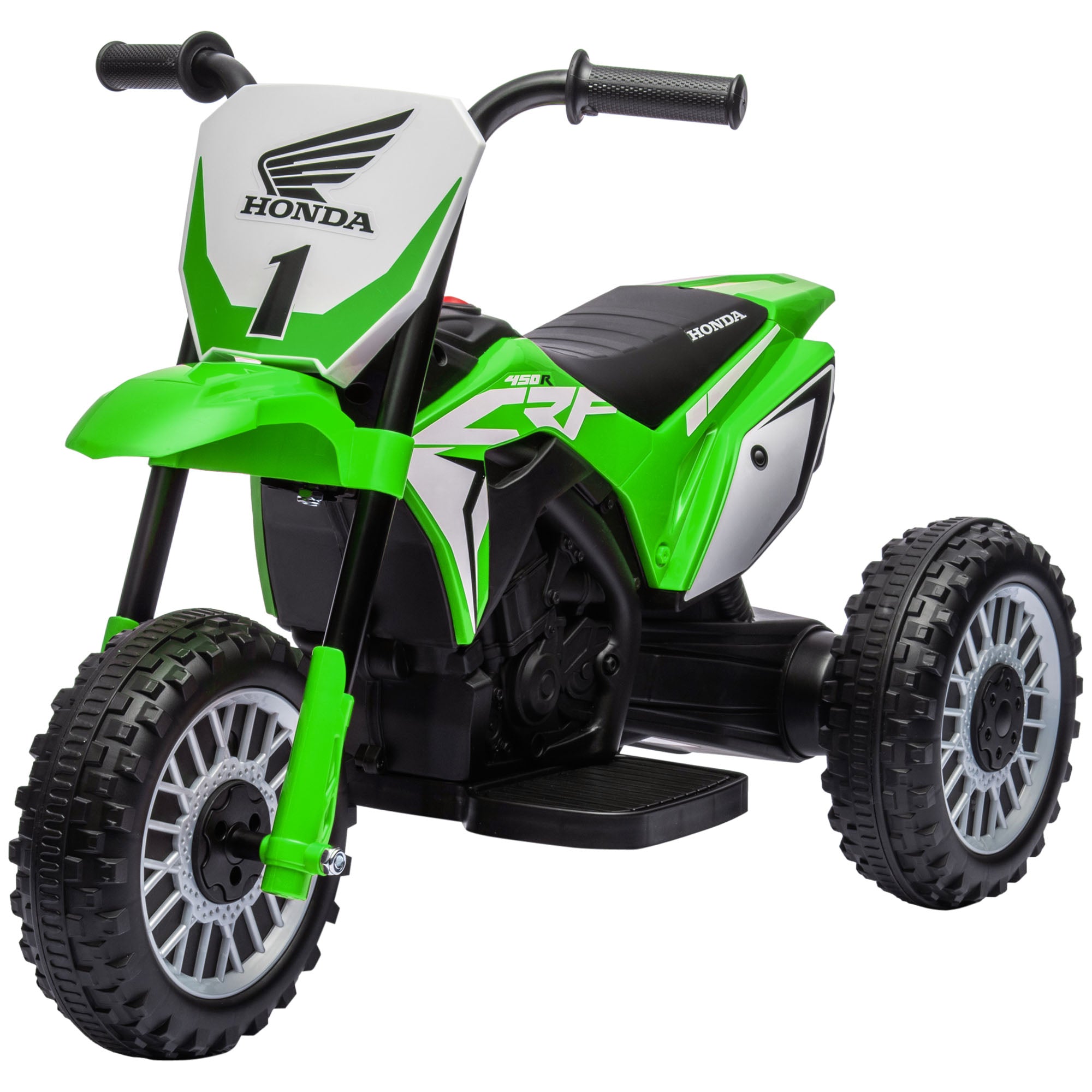 HOMCOM 6V Electric Motorbike for Toddlers, 3-Wheel Design, with Horn and Startup Sound, Vibrant Green