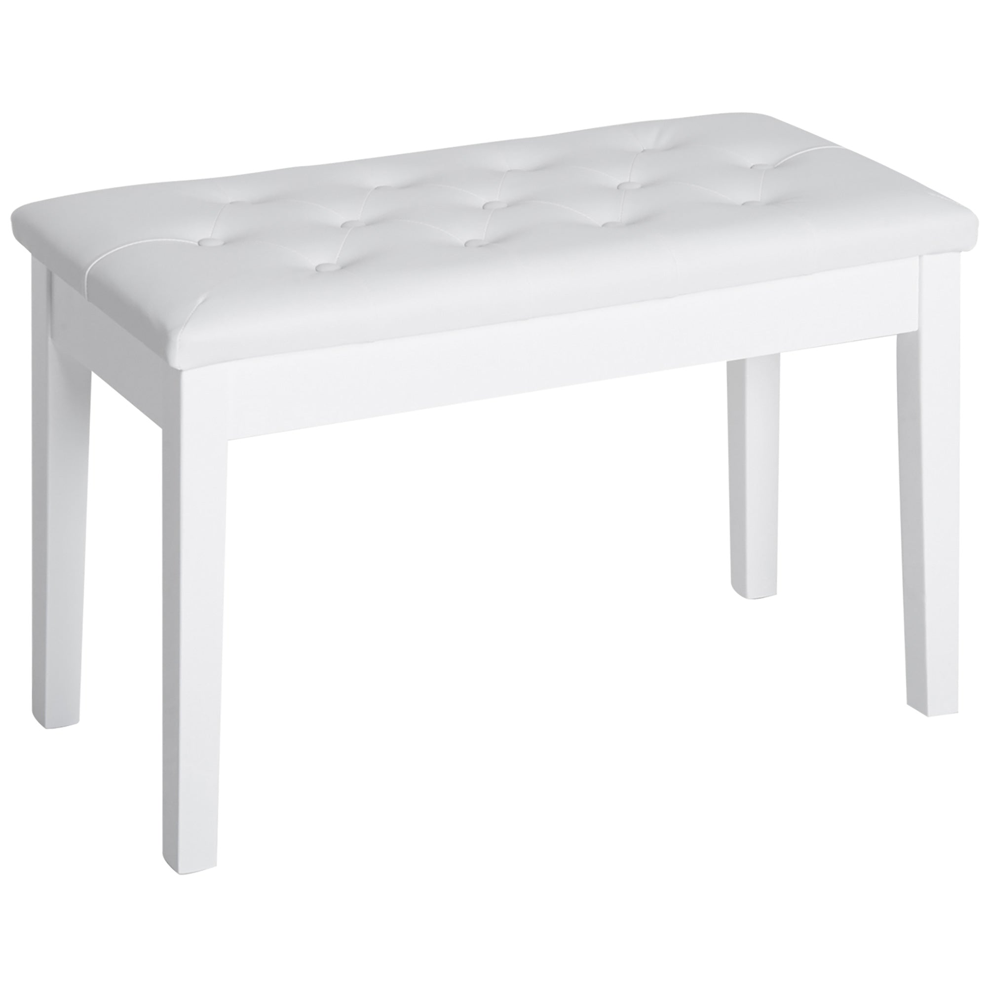 HOMCOM Faux Leather Piano Stool Makeup Dressing Stool Bench Dressing Table Seat with Storage 76x36x50cm,White