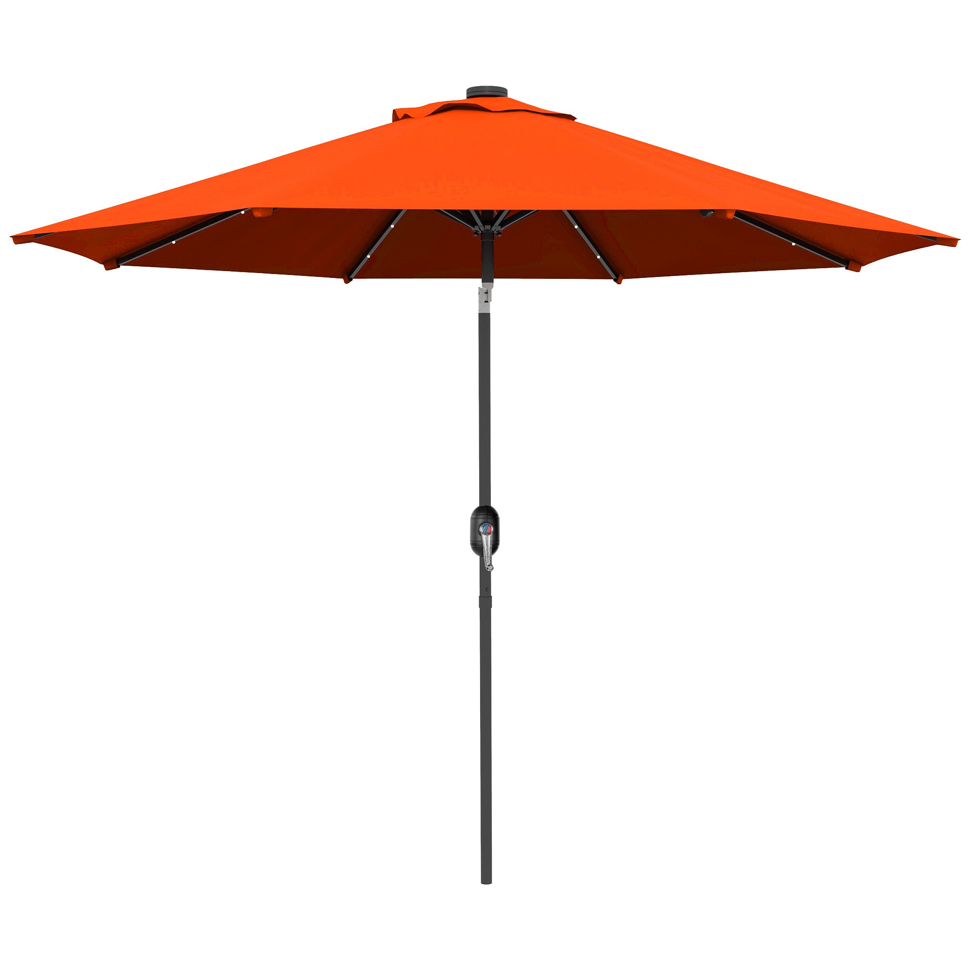 Outsunny 2.7m Outdoor Patio Garden Umbrella Parasol with Tilt Crank and 24 LEDs Lights, Orange