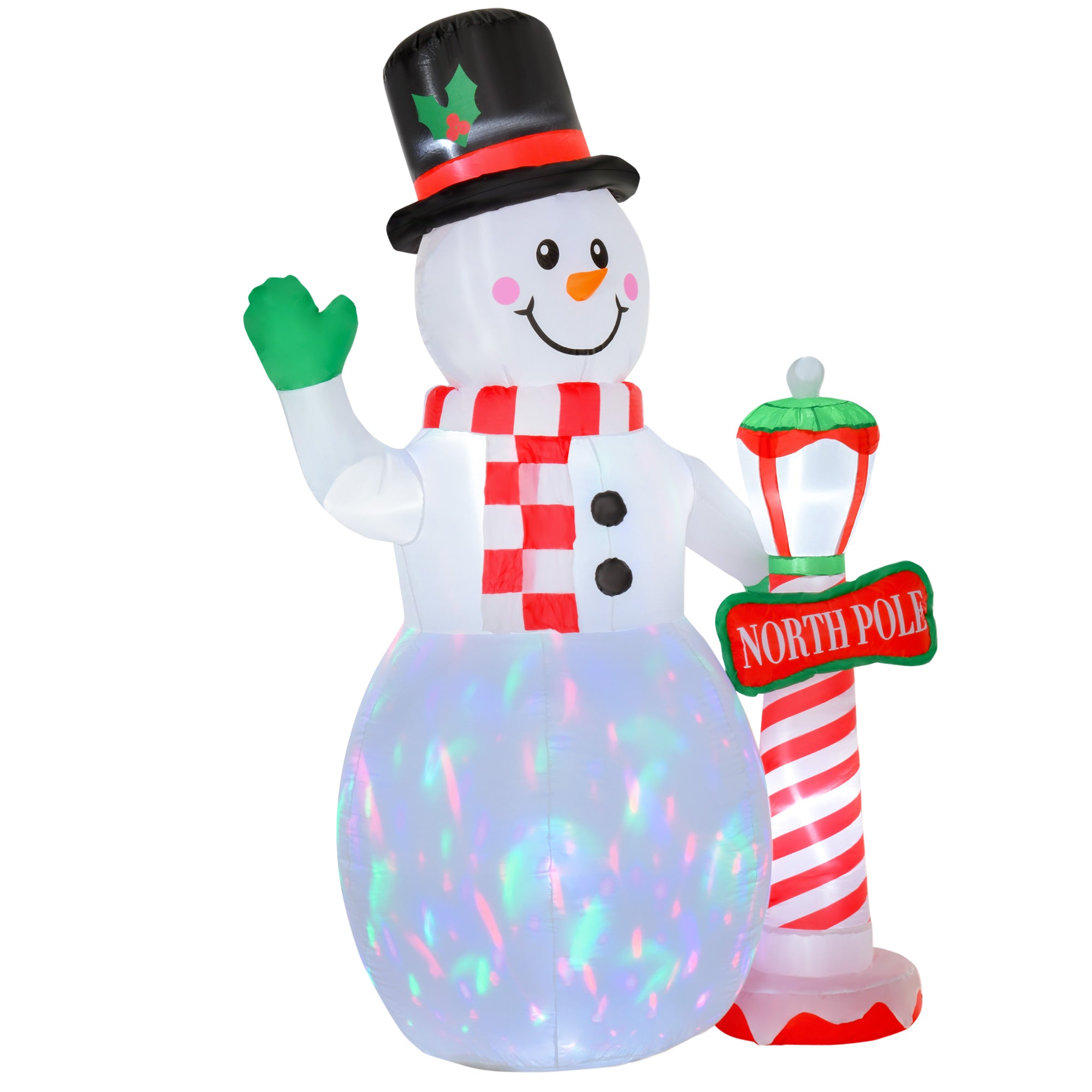 HOMCOM 2.4m Tall Christmas Inflatable Snowman with Street Lamp, Lighted for Home Indoor Outdoor Garden Lawn Decoration Party Prop