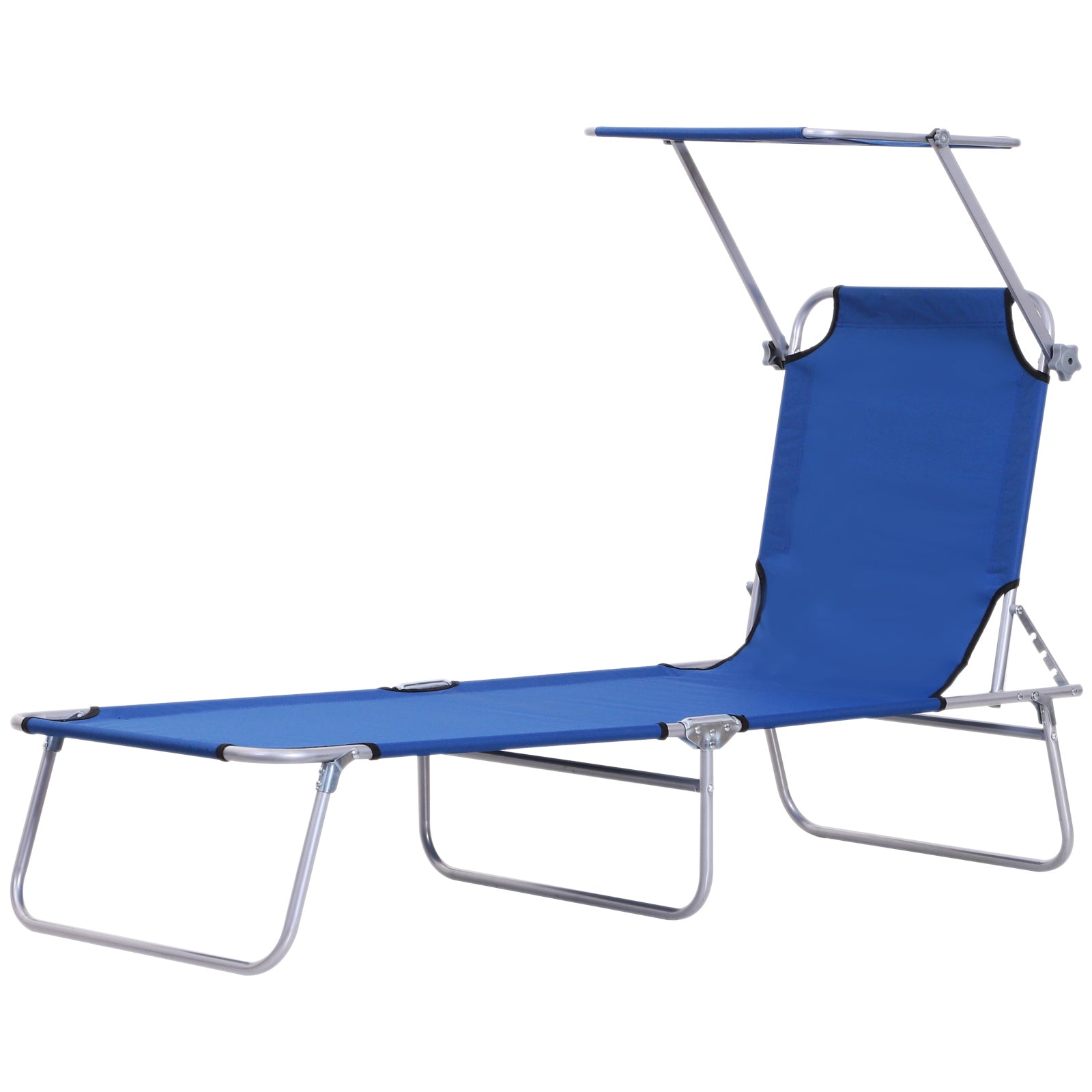 Outsunny Folding Recliner: Adjustable Sun Lounger with Sunshade, Beach & Garden Relaxation, Azure Blue