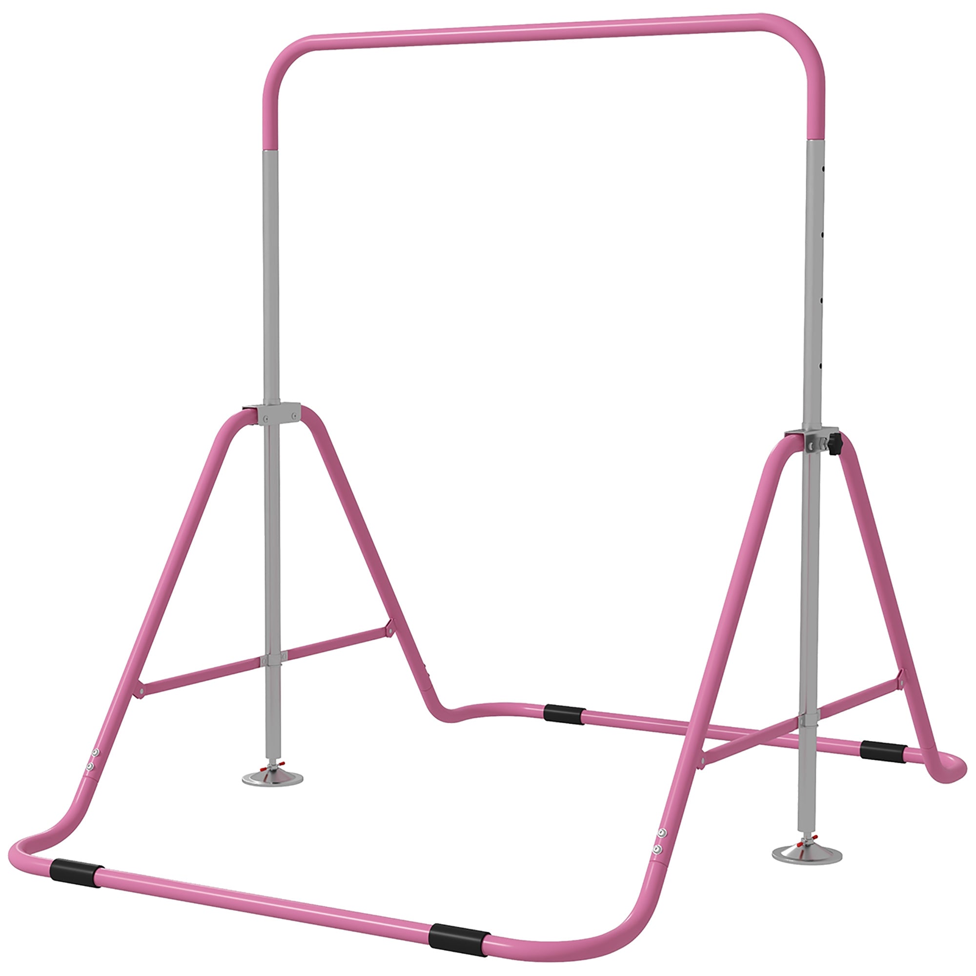 HOMCOM Kids Gymnastics Bar w/ Adjustable Height, Foldable Horizontal Bars, Pink