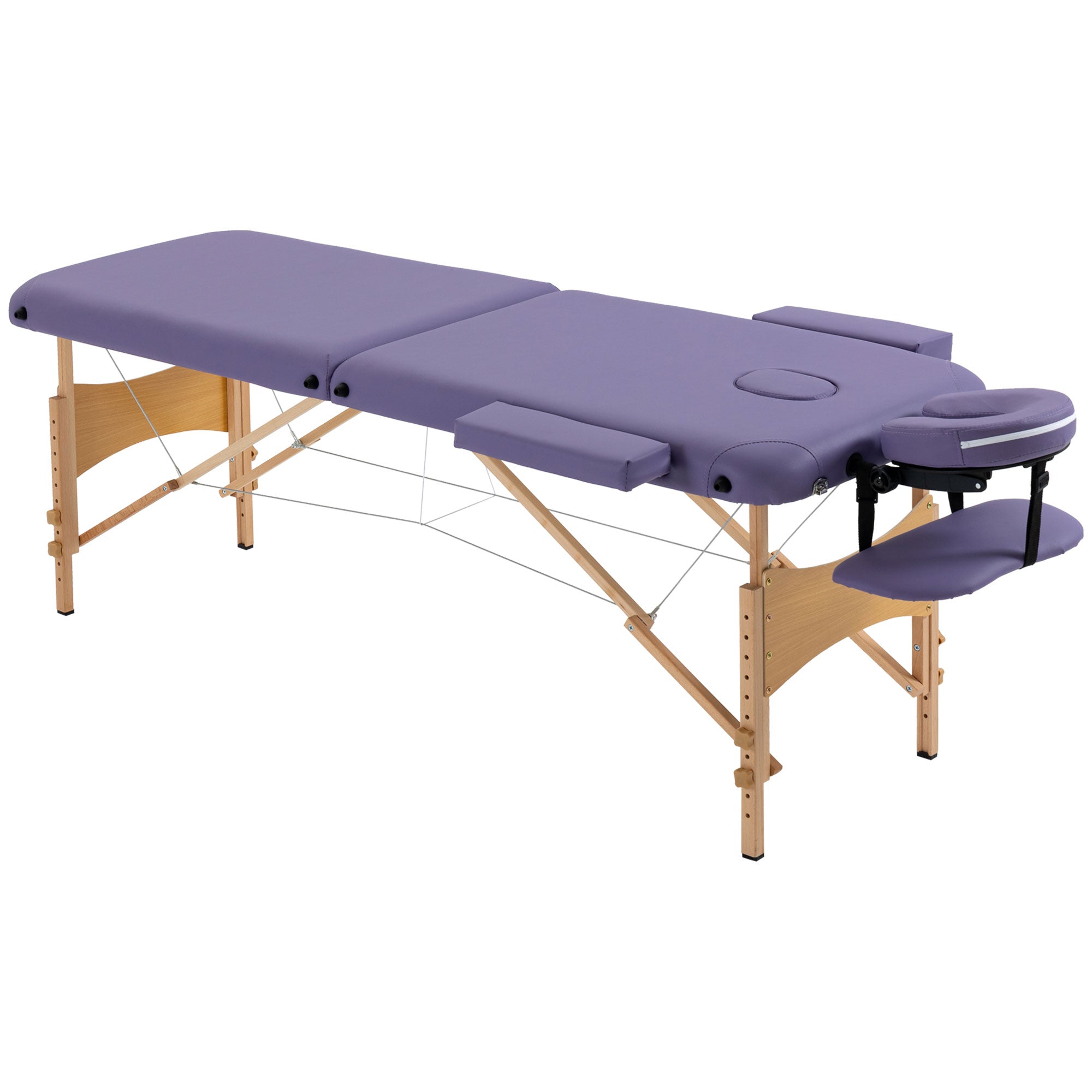 HOMCOM Massage Table Bed Couch Beauty Bed 2 Section Therapy Bed Lightweight Portable Folding Spa Bed Purple