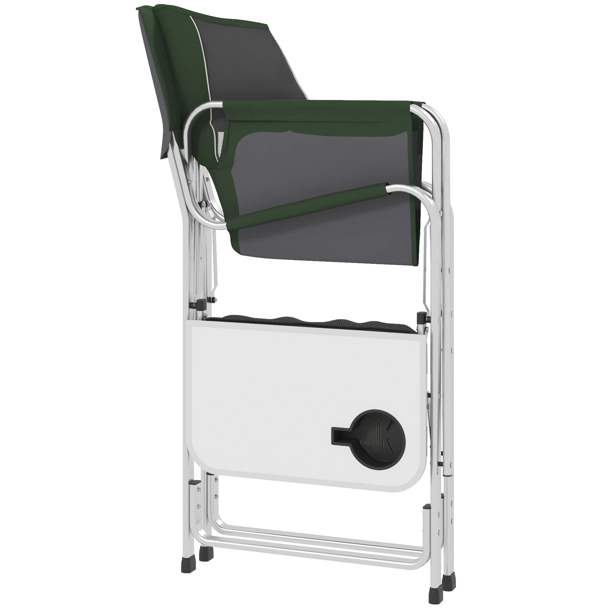 Outsunny Portable Director's Retreat: Aluminium Folding Chair with Handy Extras for Alfresco Lounging, Verdant Green