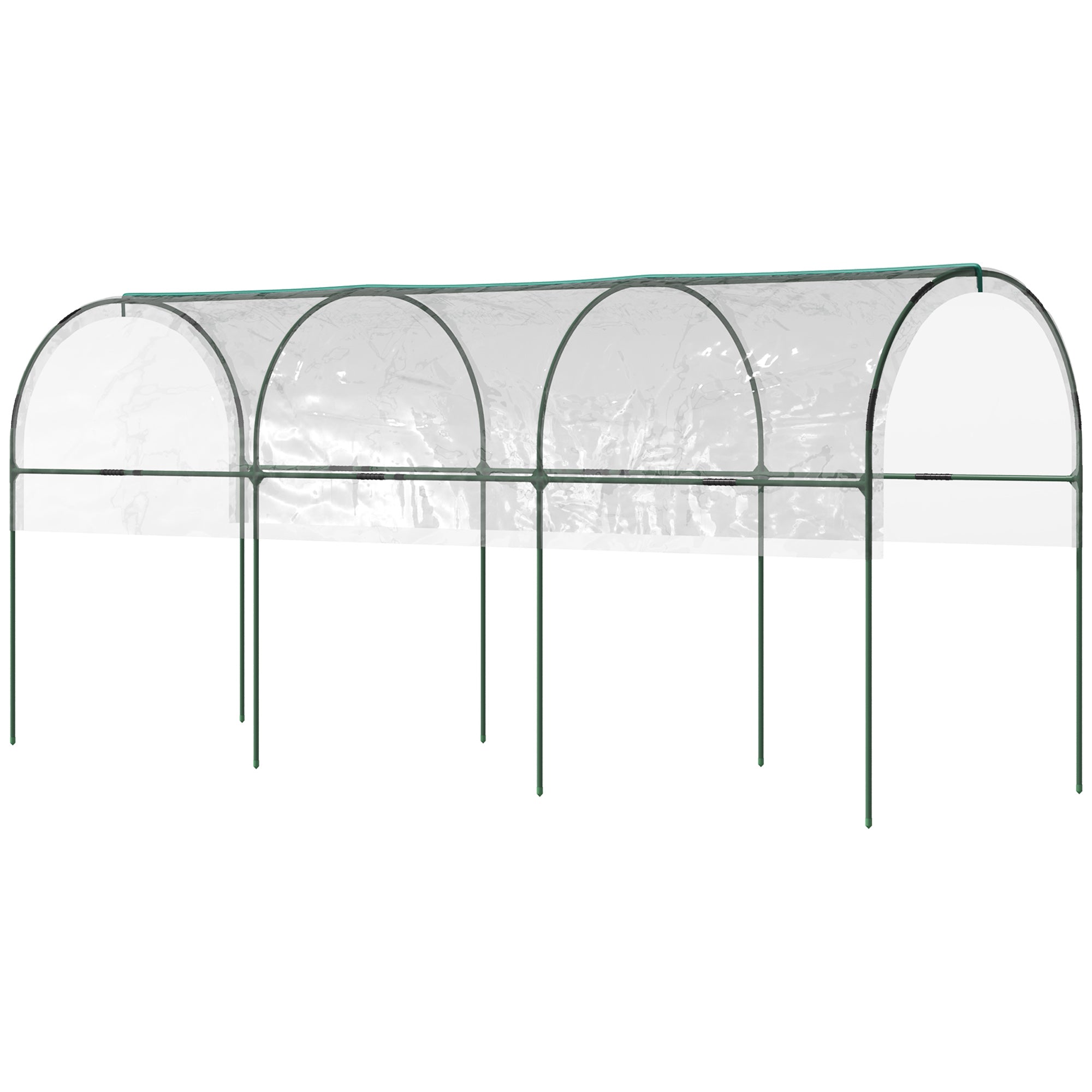 Outsunny Tunnel Tomato Greenhouse with 4 Hoops and Top Tap, Pointed Bottom and Guy Ropes, Clear