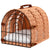 PawHut Rattan Feline Transporter: Cosy Kitty Bed with Plush Pillow, Portable Pet Haven, 37 x 28 x 29 cm, Orange