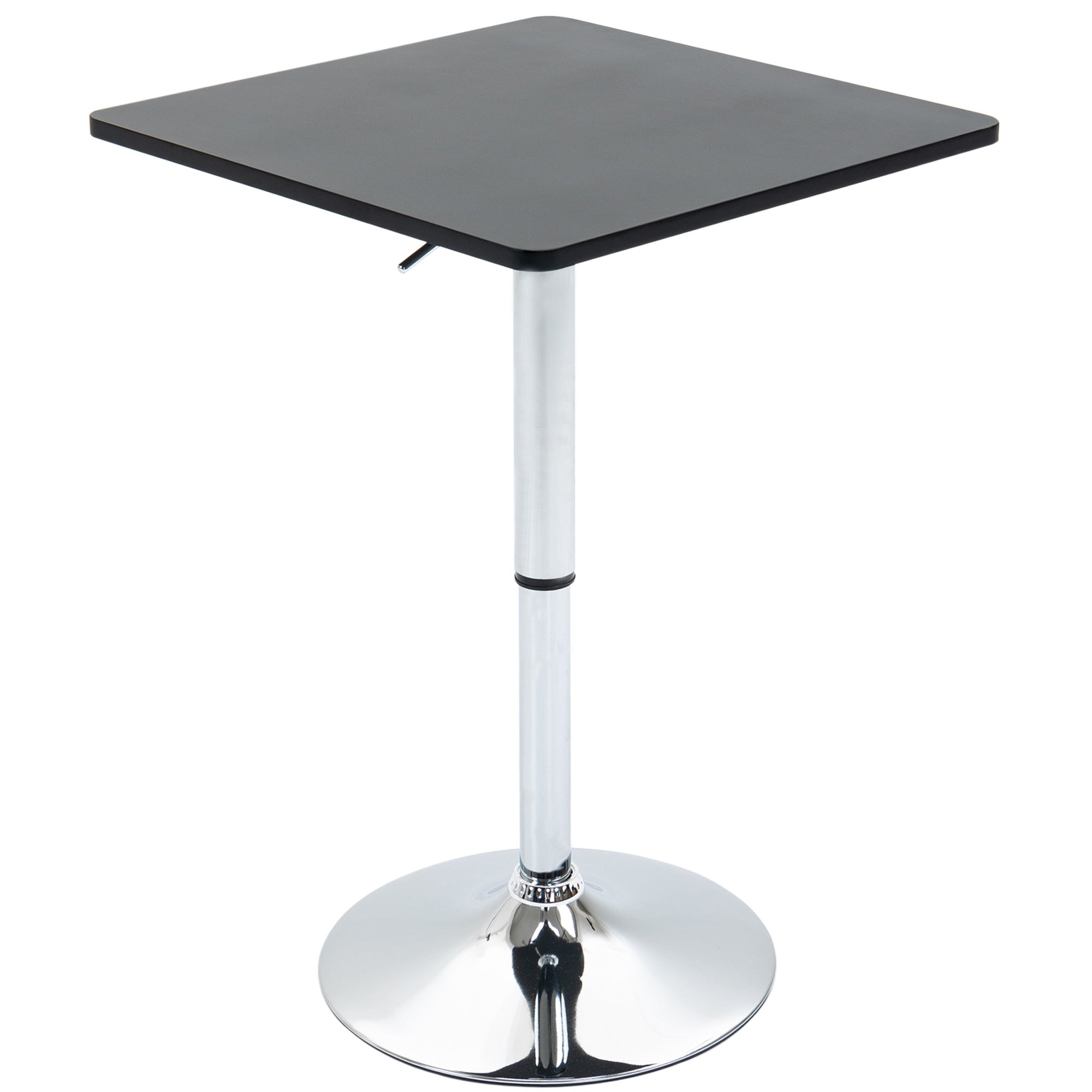 HOMCOM Modern Height Adjustable Counter Bar Table with 360° Swivel Tabletop and Electroplating Metal Base, Pub Desk, Black and Silver