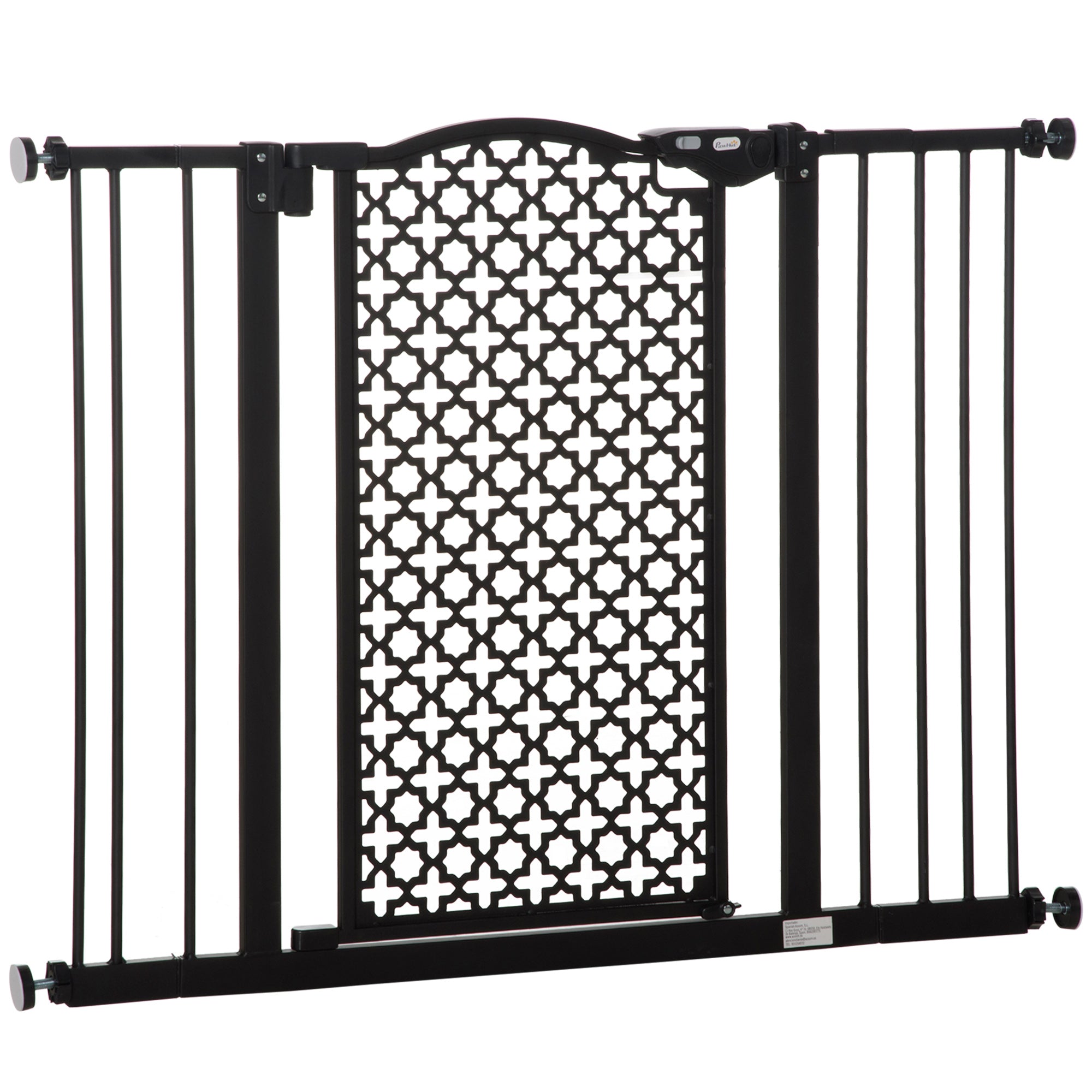 PawHut 74-105 cm Pet Safety Gate Barrier Stair Pressure Fit with Auto Close and Double Locking for Doorways, Hallways, Black