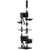 PawHut Cat Tower Floor-to-Ceiling 240-260cm Indoor Cat Tree, Adjustable Cat Post with Condos, Ramps, Hammocks, Toy Balls, Dark Grey | Aosom UK