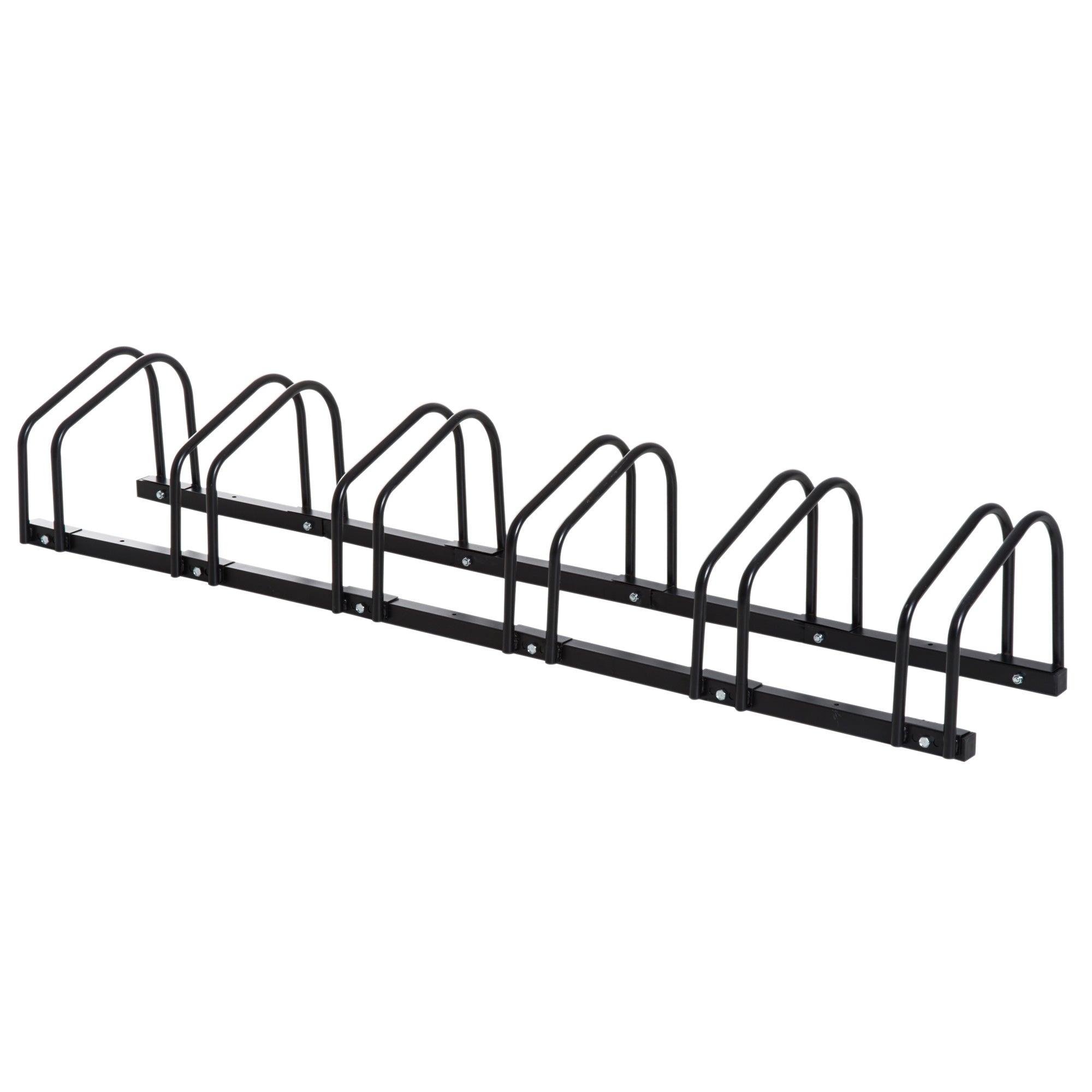 HOMCOM Bike Stand Parking Rack Floor or Wall Mount Bicycle Cycle Storage Locking Stand 179L x 33W x 27H (6 Racks, Black)