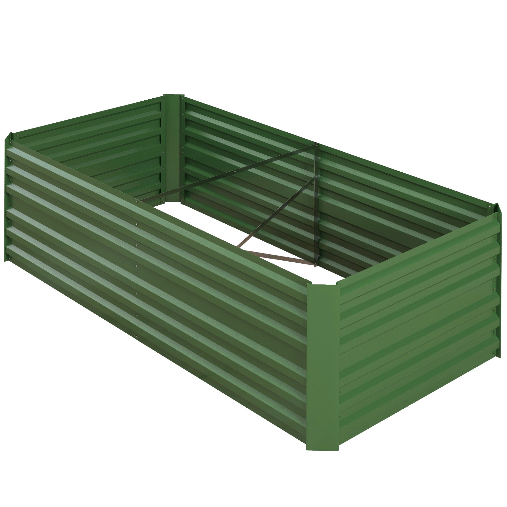 Outsunny Raised Beds for Garden, Galvanised Steel Outdoor Planters with Multi-reinforced Rods, 180 x 90 x 59 cm, Green