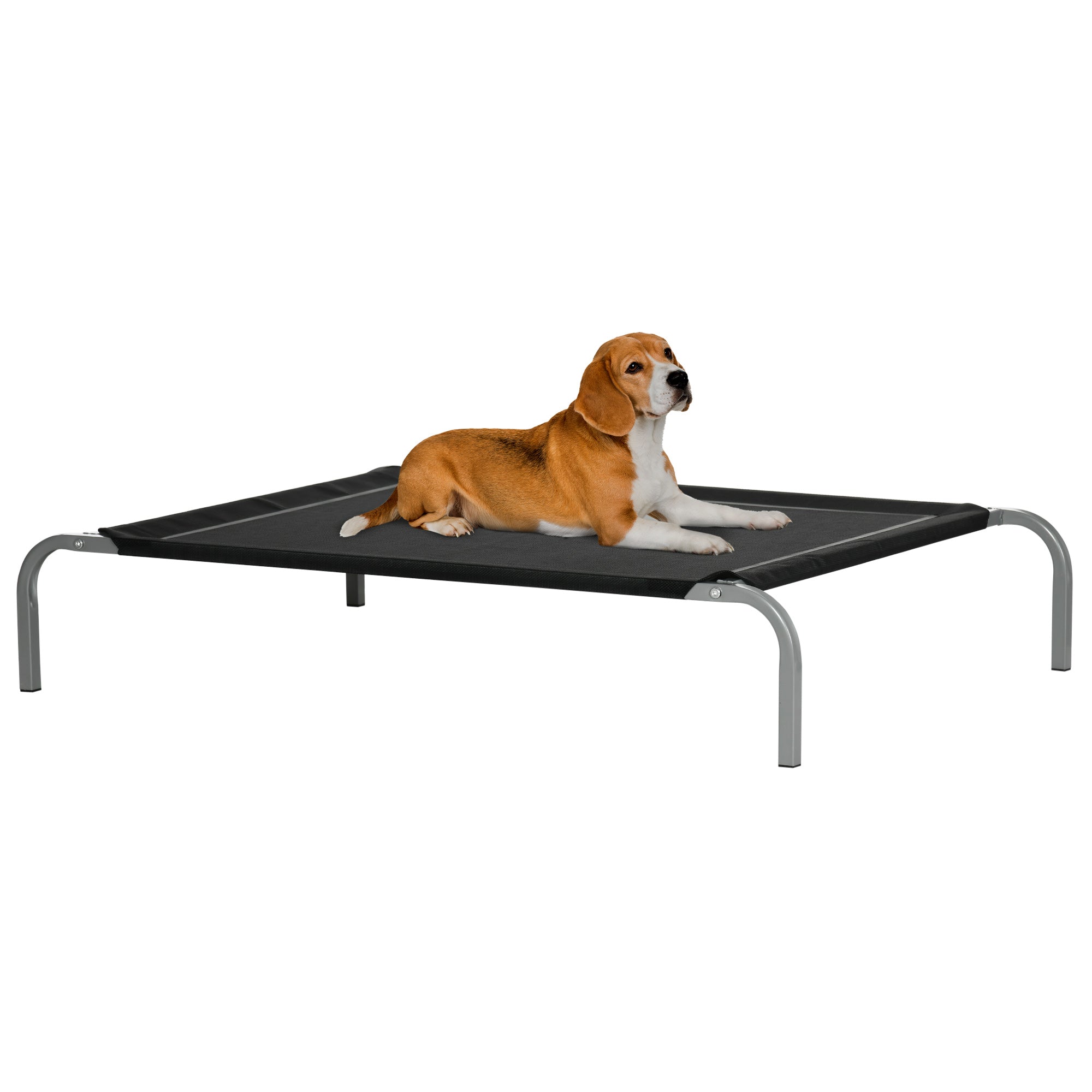 PawHut Cooling Elevated Pet Bed, Cot-Style for Large to Medium Dogs, Breathable Mesh Fabric with Non-slip Pads, 110 x 75 x 20 cm, Black