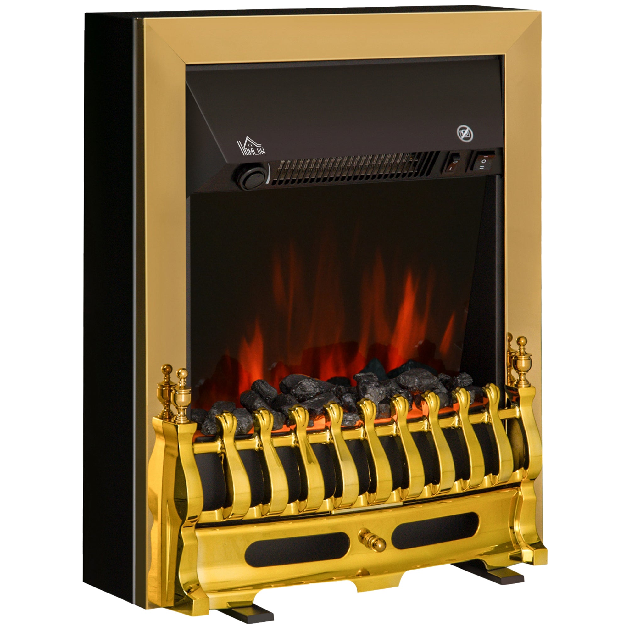 HOMCOM LED Flame Electric Fire Place-Golden