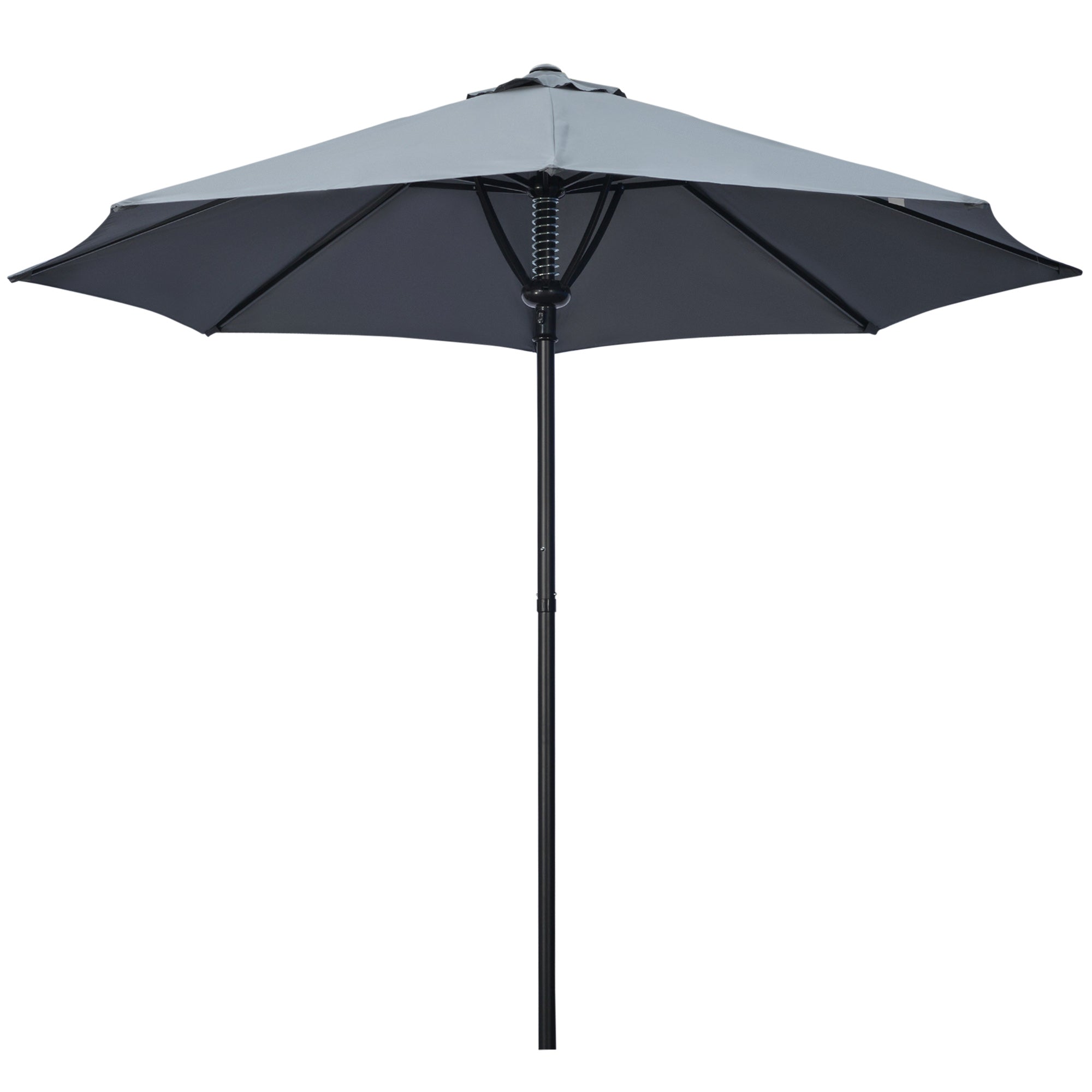 Outsunny Garden Parasol: Market Table Umbrella with Sun-Shading Canopy, 8 Ribs, Grey