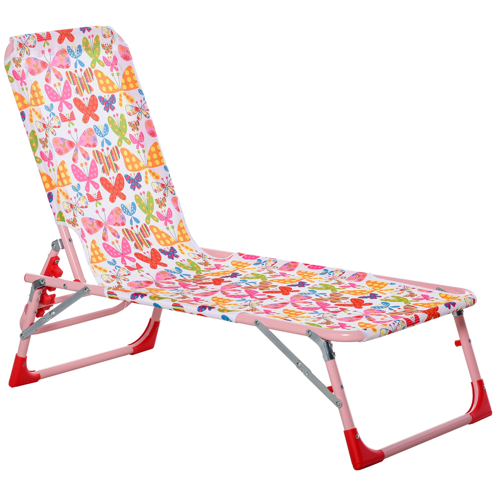 Outsunny Lounge Chair for Kids Recliner Foldable Portable with Adjustable Backrest Outdoor Beach Pool Camping 118 x 40 x 24cm