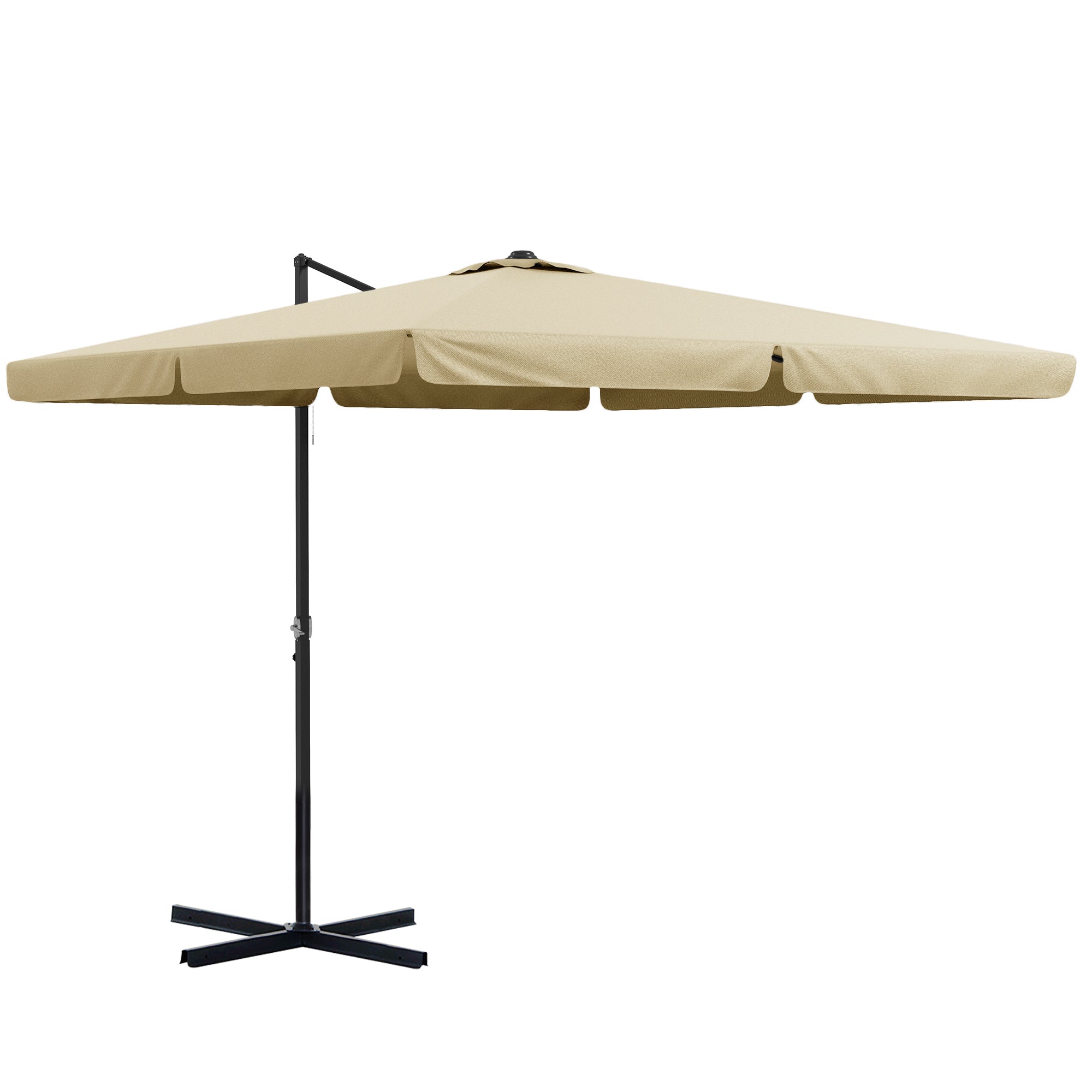 Outsunny 3(m) Cantilever Roma Parasol, Hanging Garden Parasol, Aluminium Square Patio Umbrella with Crank Handle and Tilt, Sun Shade