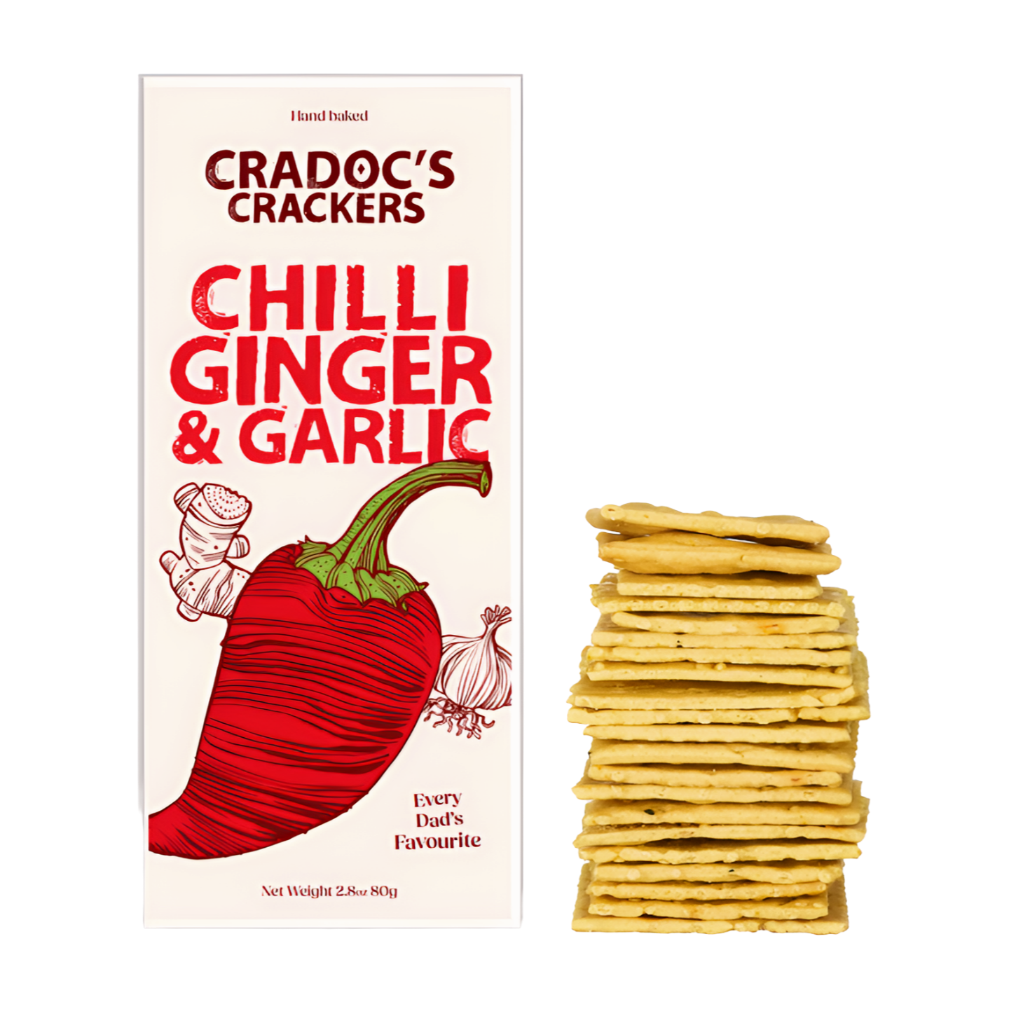 Cradoc's Chilli, Ginger & Garlic Crackers (80g)