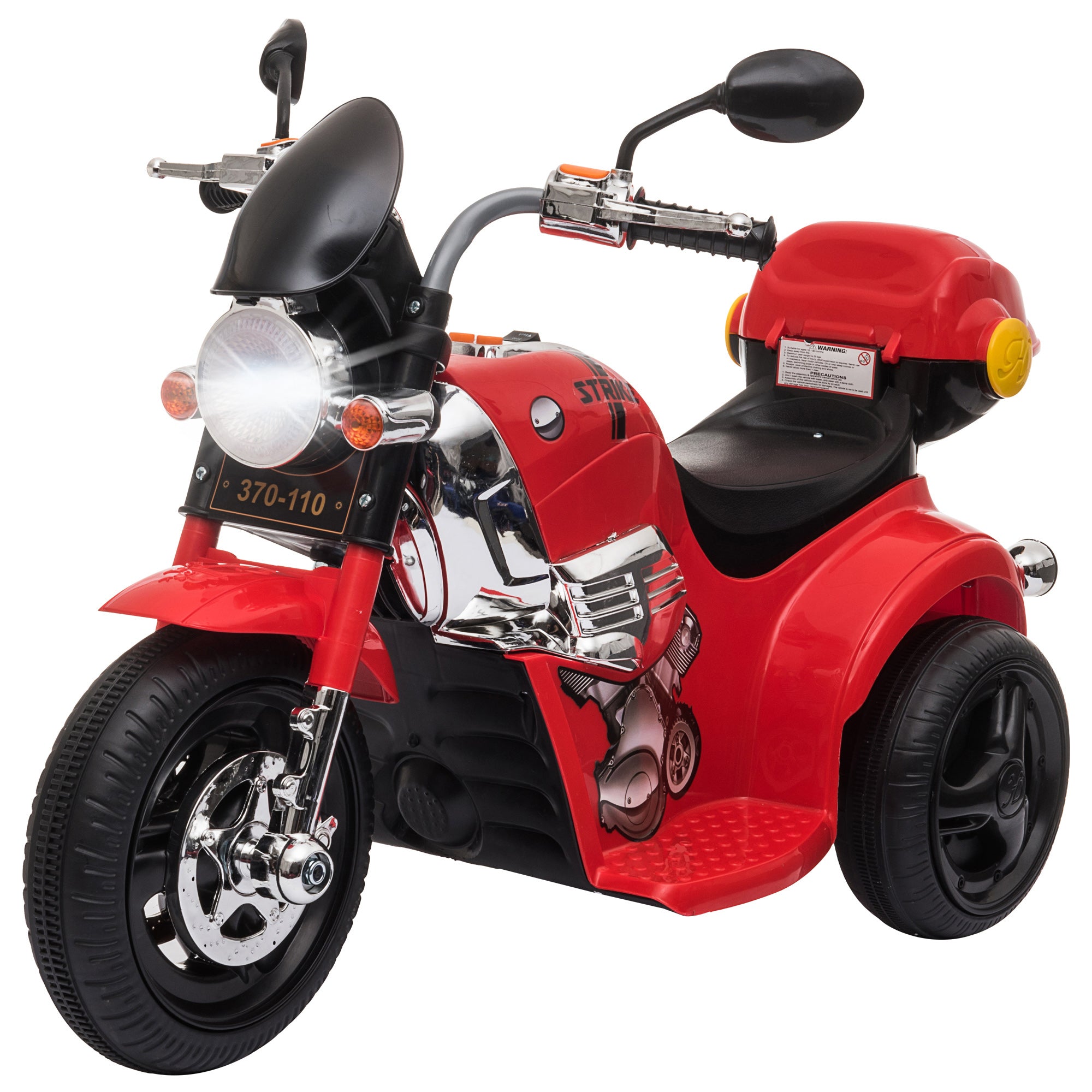 HOMCOM 6V Battery PP Kids Motorcycle Ride On Trike w/ Lights Music Horn 18 - 36 Months Red