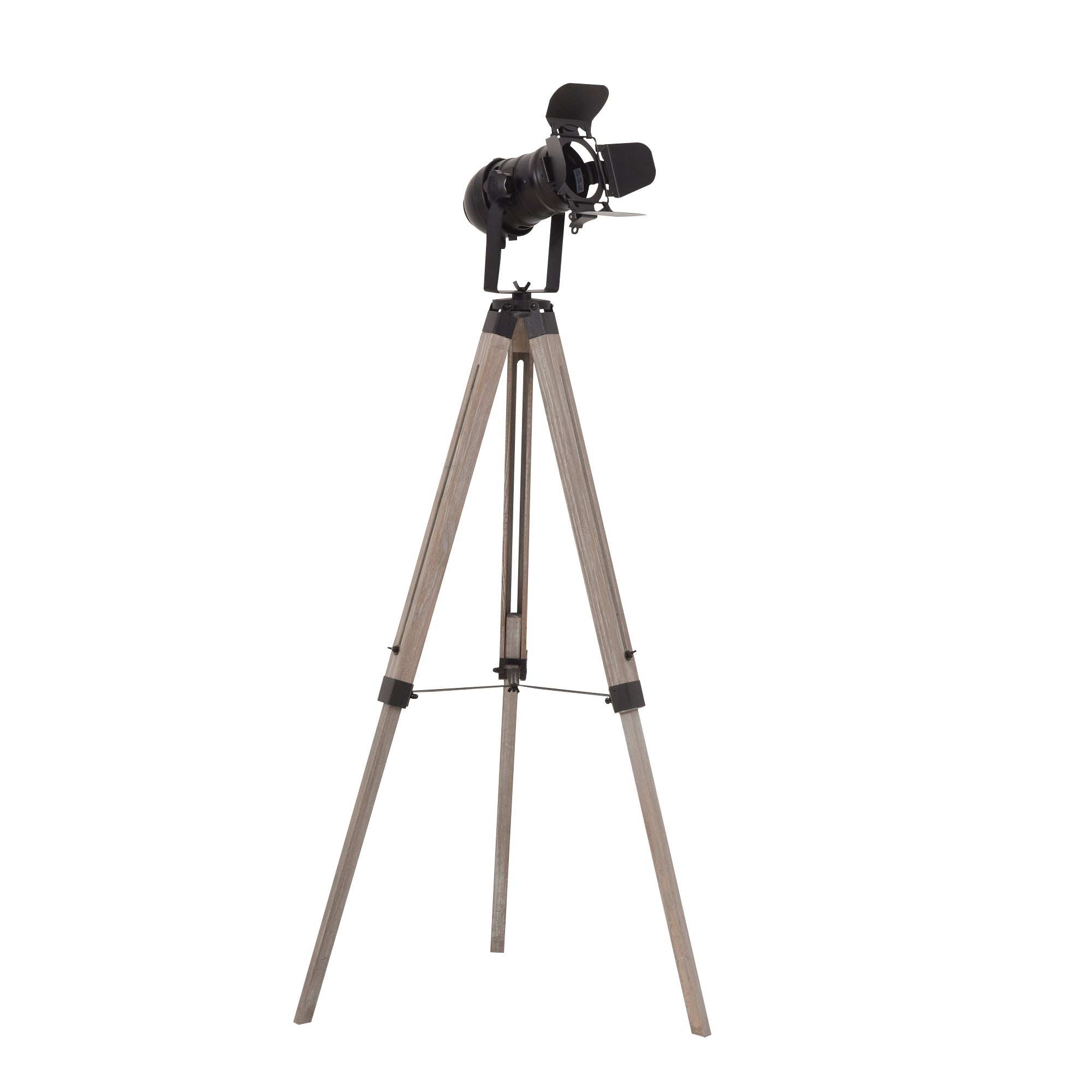 HOMCOM Industrial Style Tripod Floor Lamp Vintage Spotlight Reading Lamp w/ Wood Metal Legs E27 Base VersatilHOMCOM Use For Living Room Bedroom