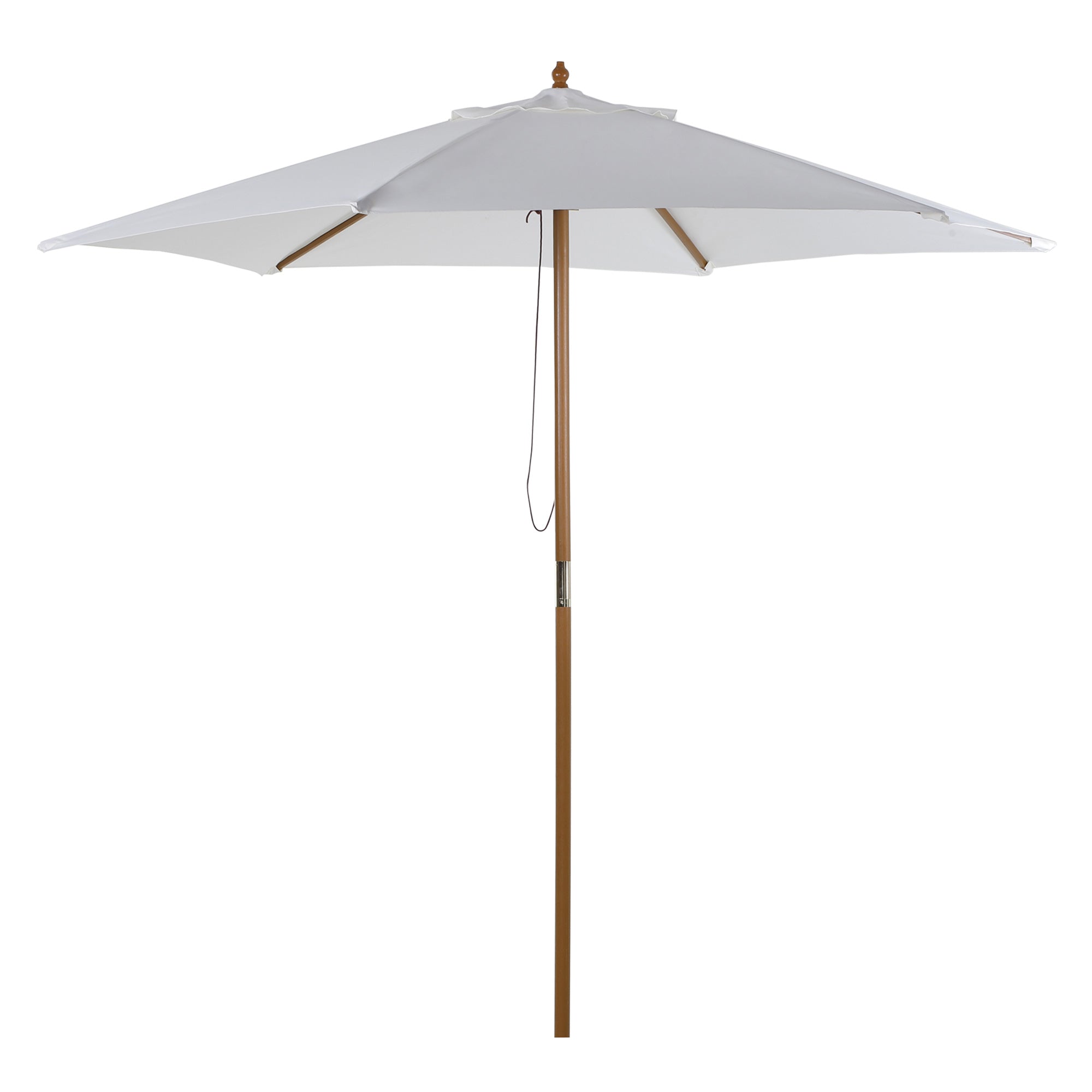 Outsunny Wooden Patio Umbrella: 2.5m Garden Parasol with 6 Ribs, Top Vent for Outdoor Shading, White