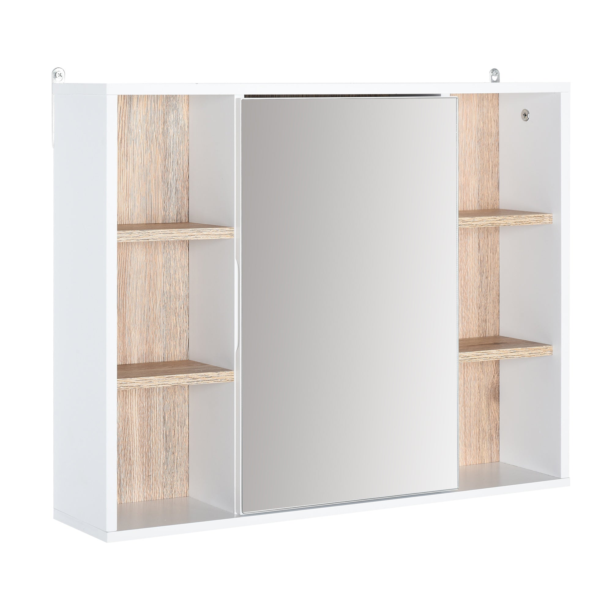 HOMCOM Bathroom Mirror Cabinet, Wall Mounted Medicine Cabinet with Storage Cupboard and Adjustable Shelf, White