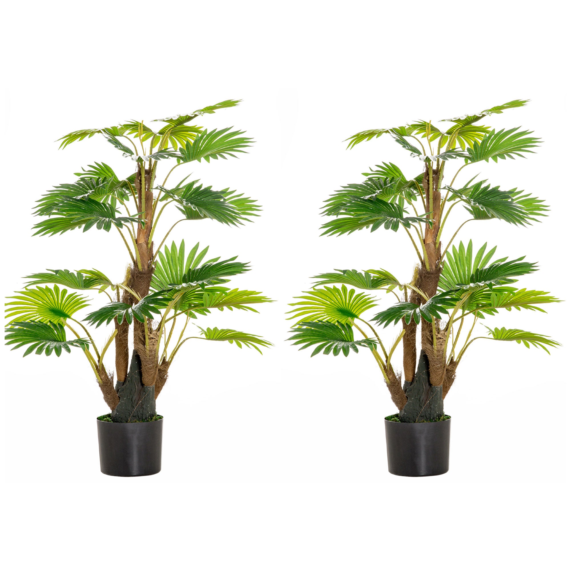 HOMCOM 2 Pack Artificial Plant Palm Tree in Pot, Fake Plants for Home Indoor Outdoor Decor, 135cm, Green