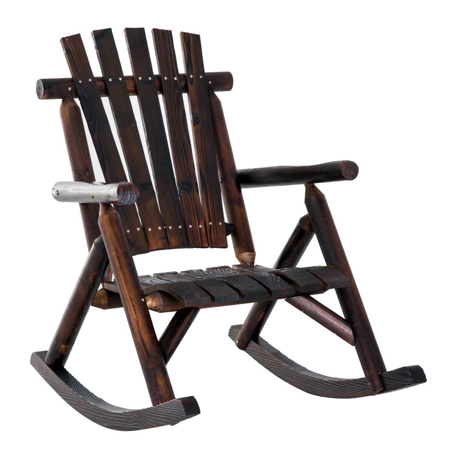 Outsunny Outdoor Rocking Chair Fir Wood Rustic Patio Adirondack Rocking Chair Traditional Rustic Style & Pure Comfort