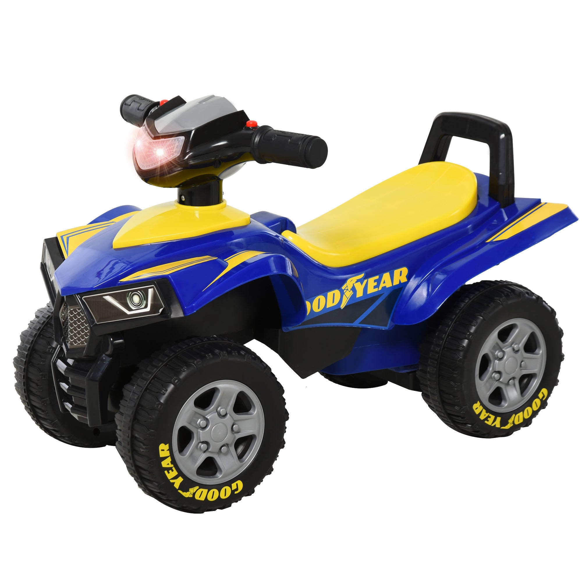 HOMCOM Kids Quad Bike Walker with Engaging Sound Effects, Sturdy PP Construction, Vibrant Yellow & Blue