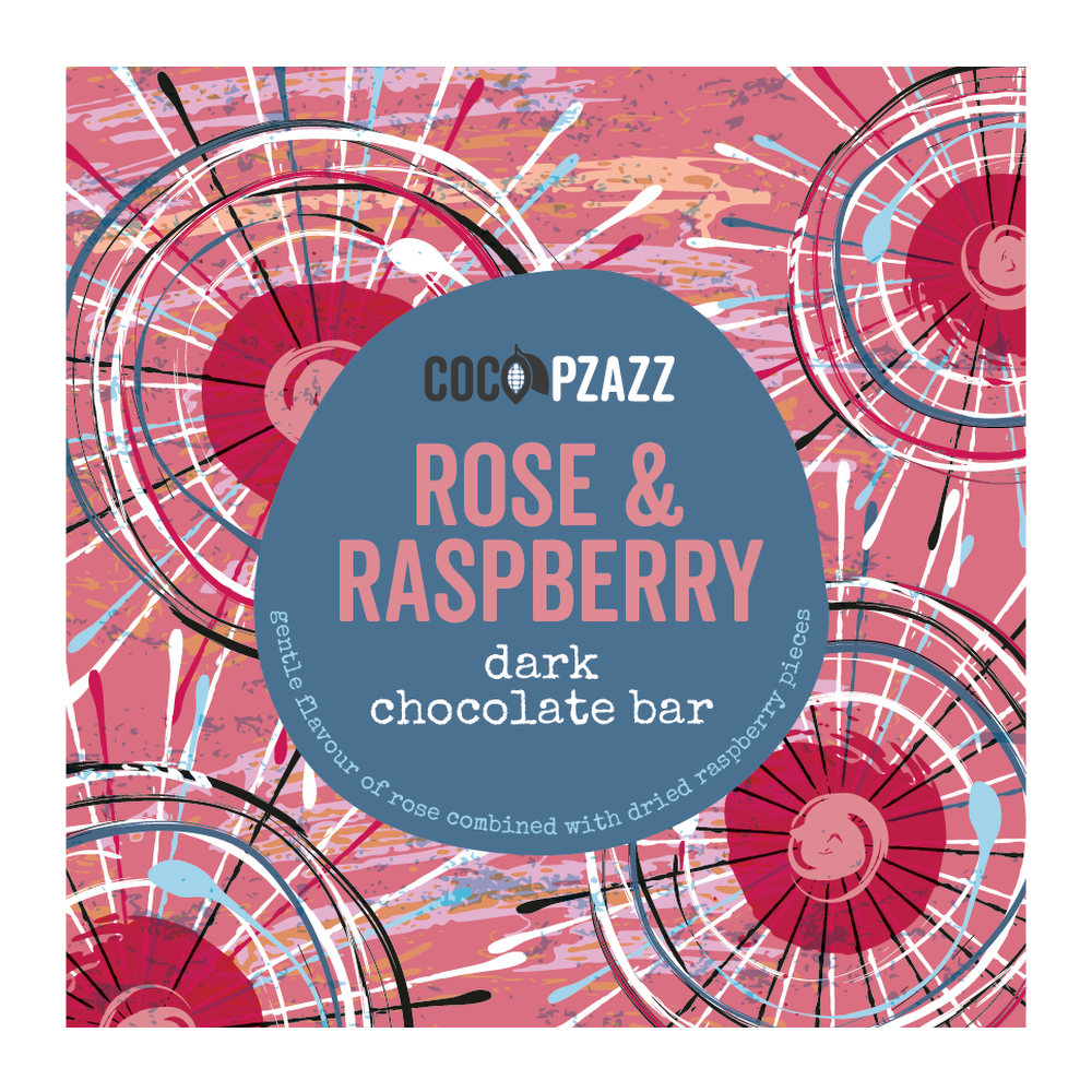 Coco Pzazz Rose and Raspberry Dark Chocolate Bar (80g)