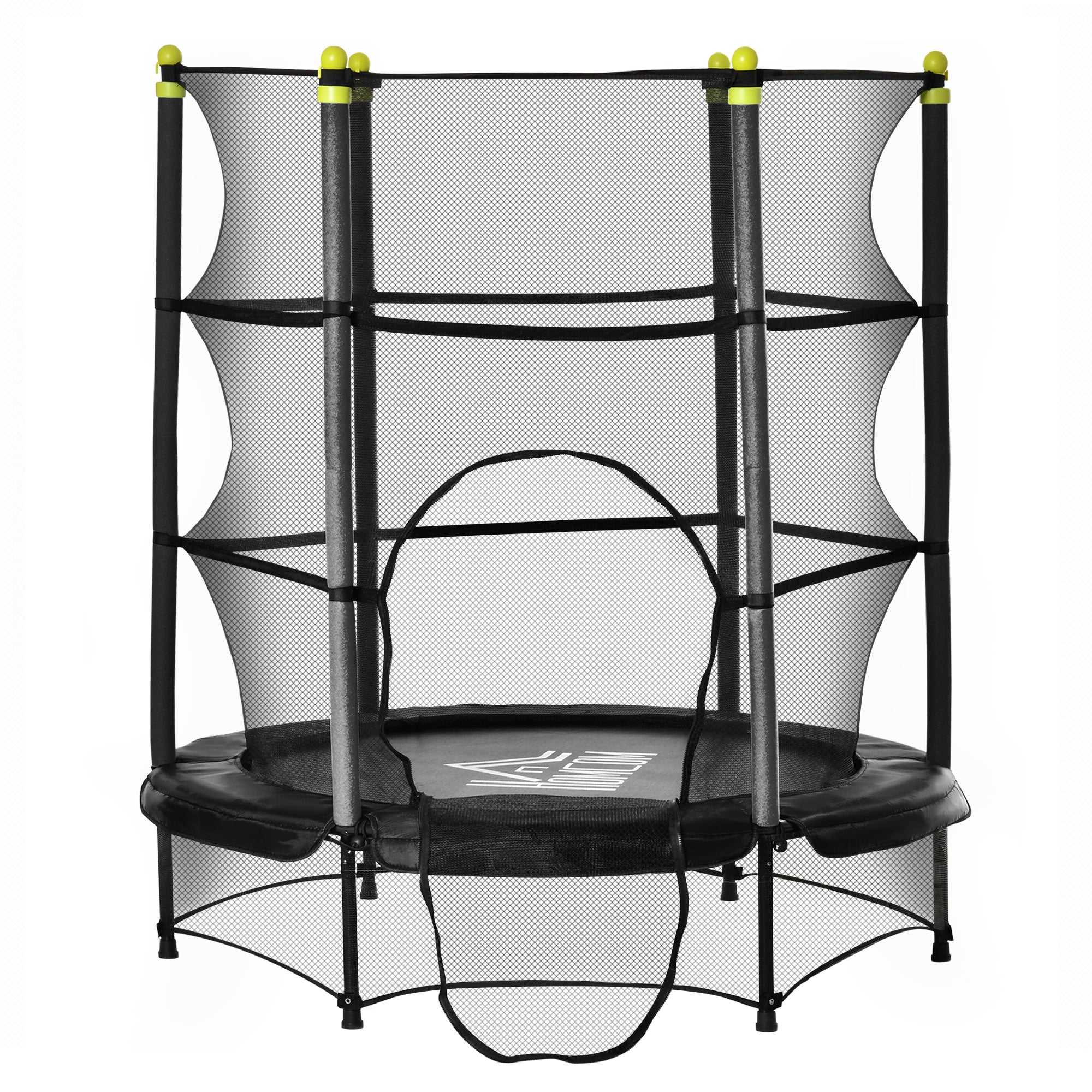 HOMCOM 5.2FT Kids Trampoline with Safety Enclosure, Indoor Outdoor Toddler Trampoline for Ages 3-10 Years, Black