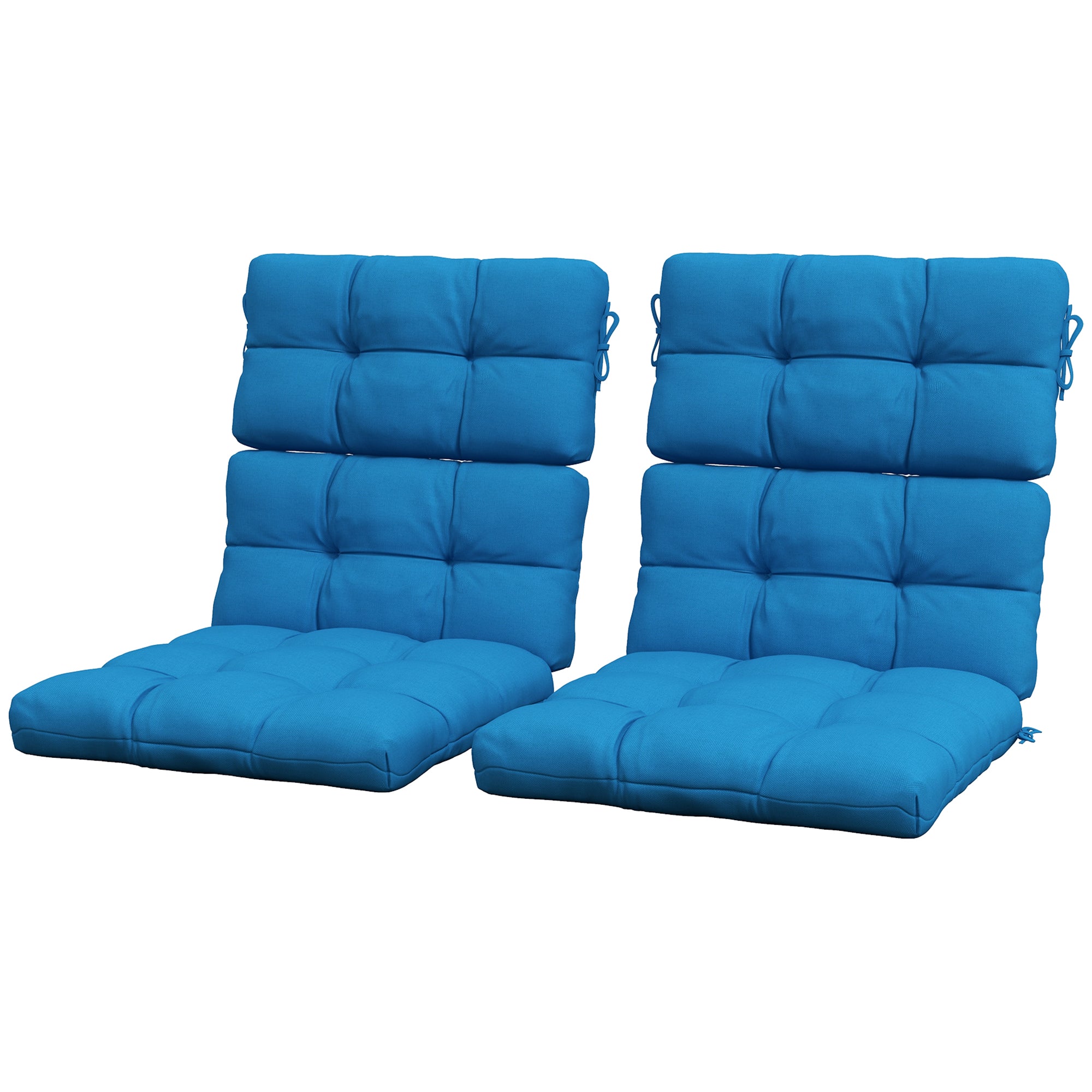 Outsunny Garden Seating Comfort: Plush Turquoise Cushions with Backrest Ties for Patio Bliss