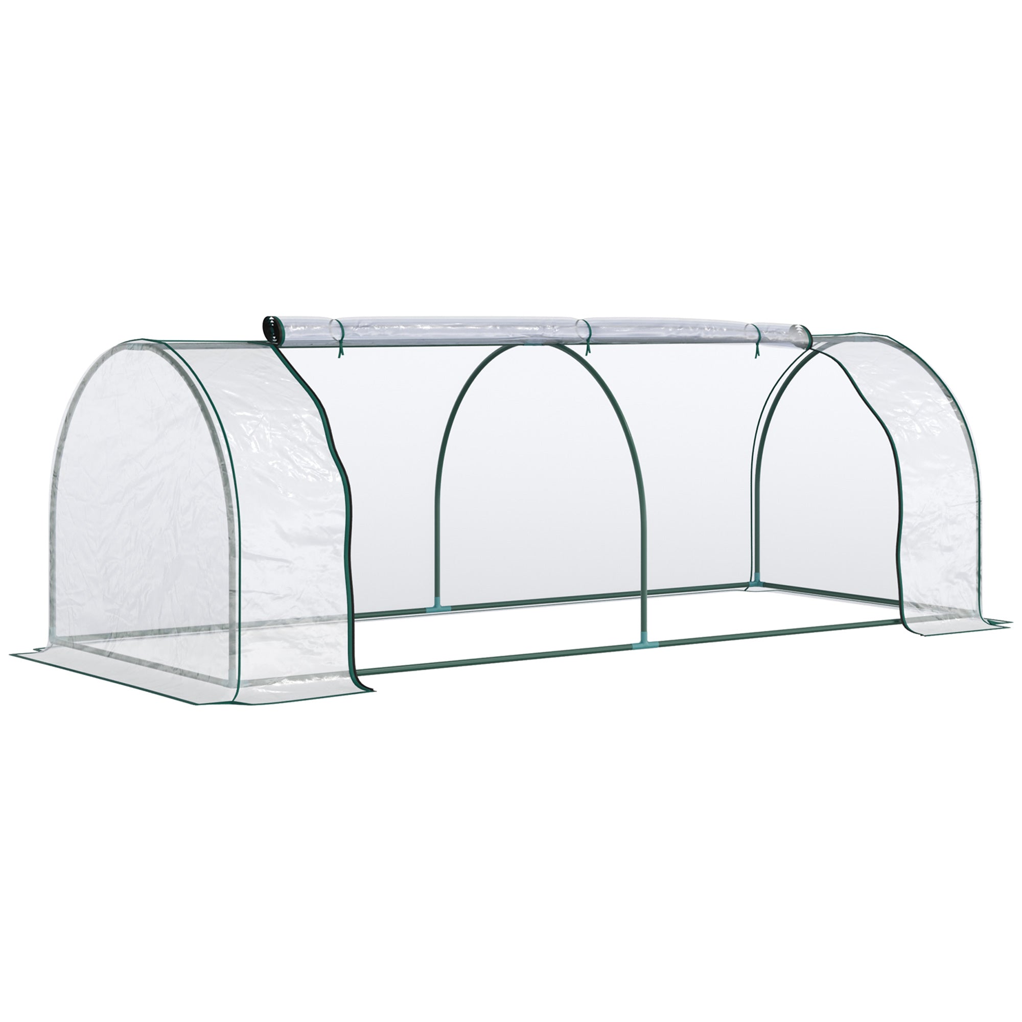 Outsunny Transparent Tunnel Greenhouse: Outdoor Grow House with Steel Frame & PVC Cover, 250x100x80cm